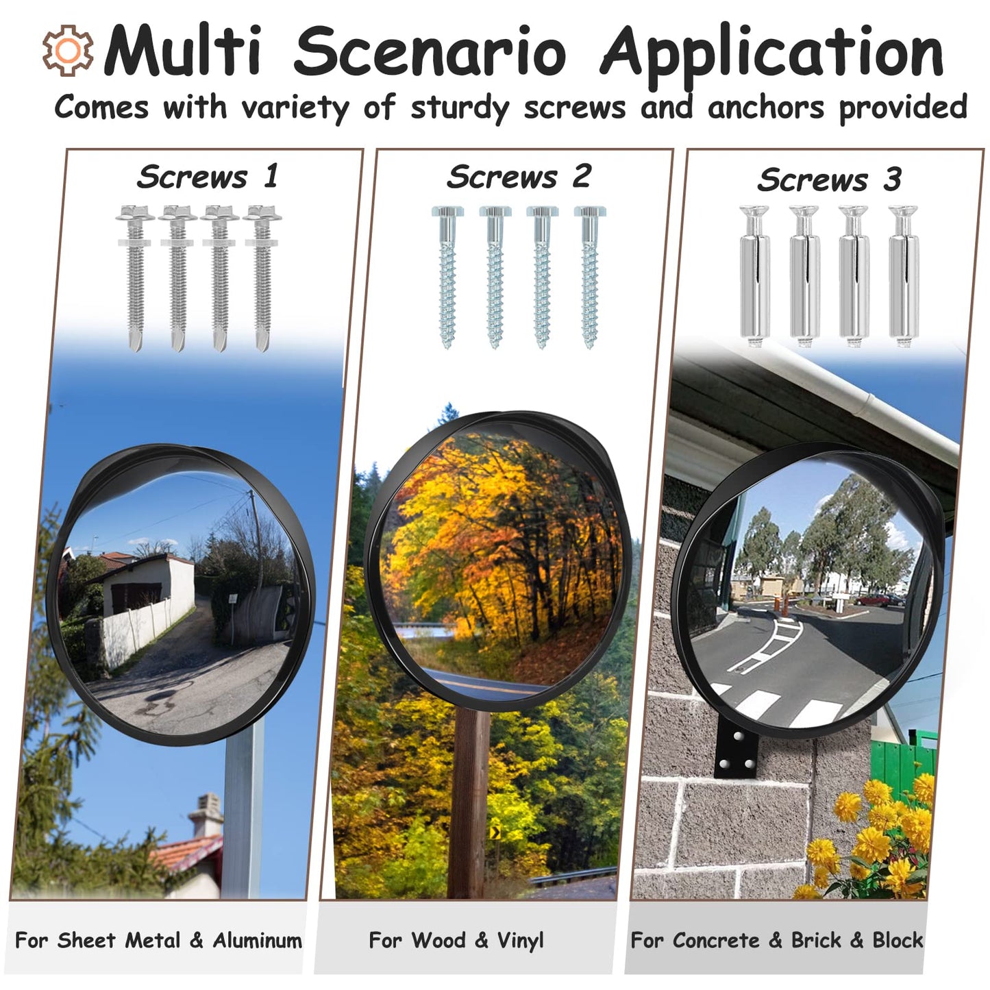 Convex Safety Mirror 𝟮𝟰" 𝗔𝗿𝗰𝘆𝗹𝗶𝗰 𝗗𝗿𝗶𝘃𝗲𝘄𝗮𝘆 𝗠𝗶𝗿𝗿𝗼𝗿, Outdoor Security Mirror Extends View With Adjustable Fixing Bracket, Driveway Parking Garage Office Home Factory By Hydencamm