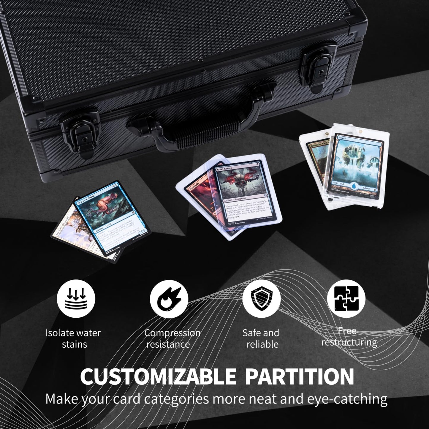 KUOOKING Premium Trading Card Storage Box Holds 3750 Cards with Adjustable Dividers and Durable Acid-Free Plastic, Ideal for MTG, TCG, Sports Cards