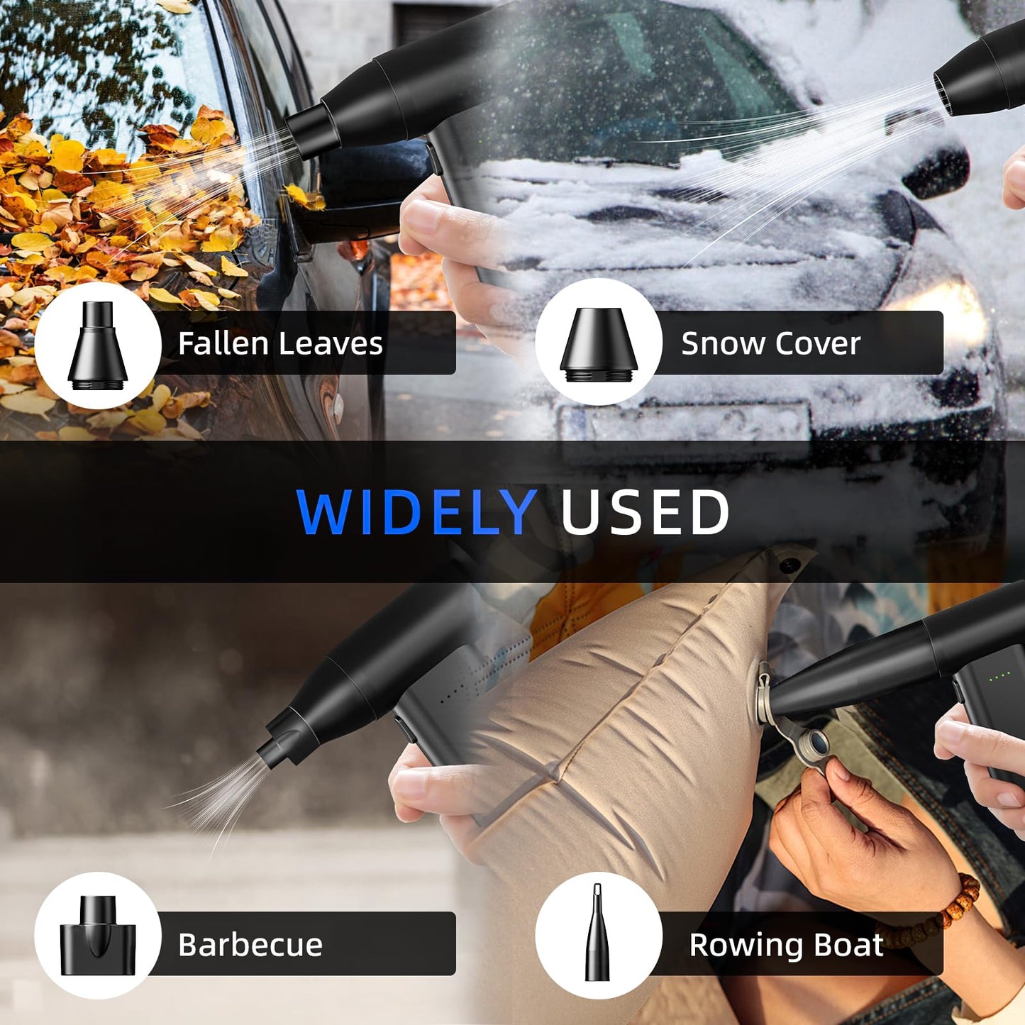 Novyllis Electric Compressed Air Duster Mini Blower Cordless with Computer Vacuum Cleaner kit Lighting 180,000 RPM 5 Speed Handheld 3 in 1 USB-C for pc Keyboards Home Car BBQ Grill