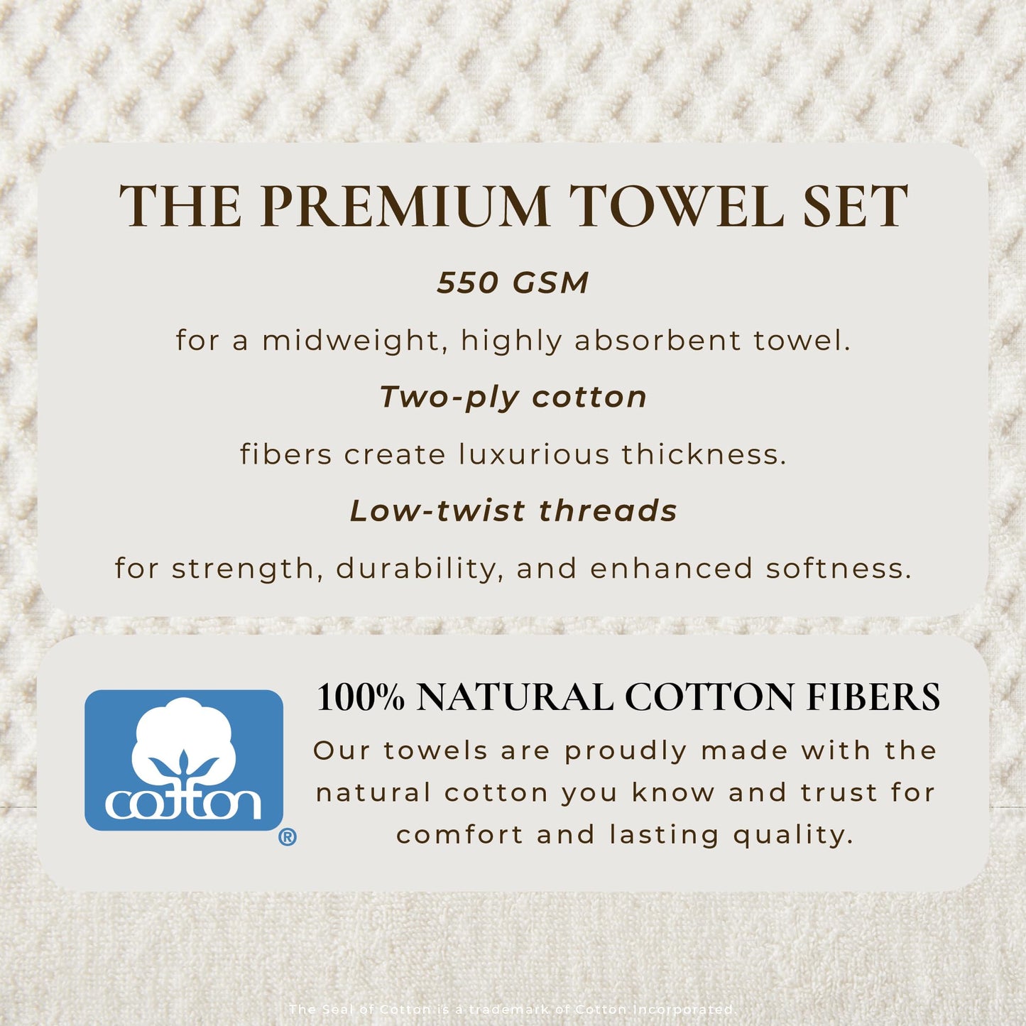 Great Bay Home Bath Towels - 100% Cotton 6 Piece Towel Set - Diamond Waffle Weave - Absorbent, Durable, Quick-Dry Towels for Bathroom (Ivory)