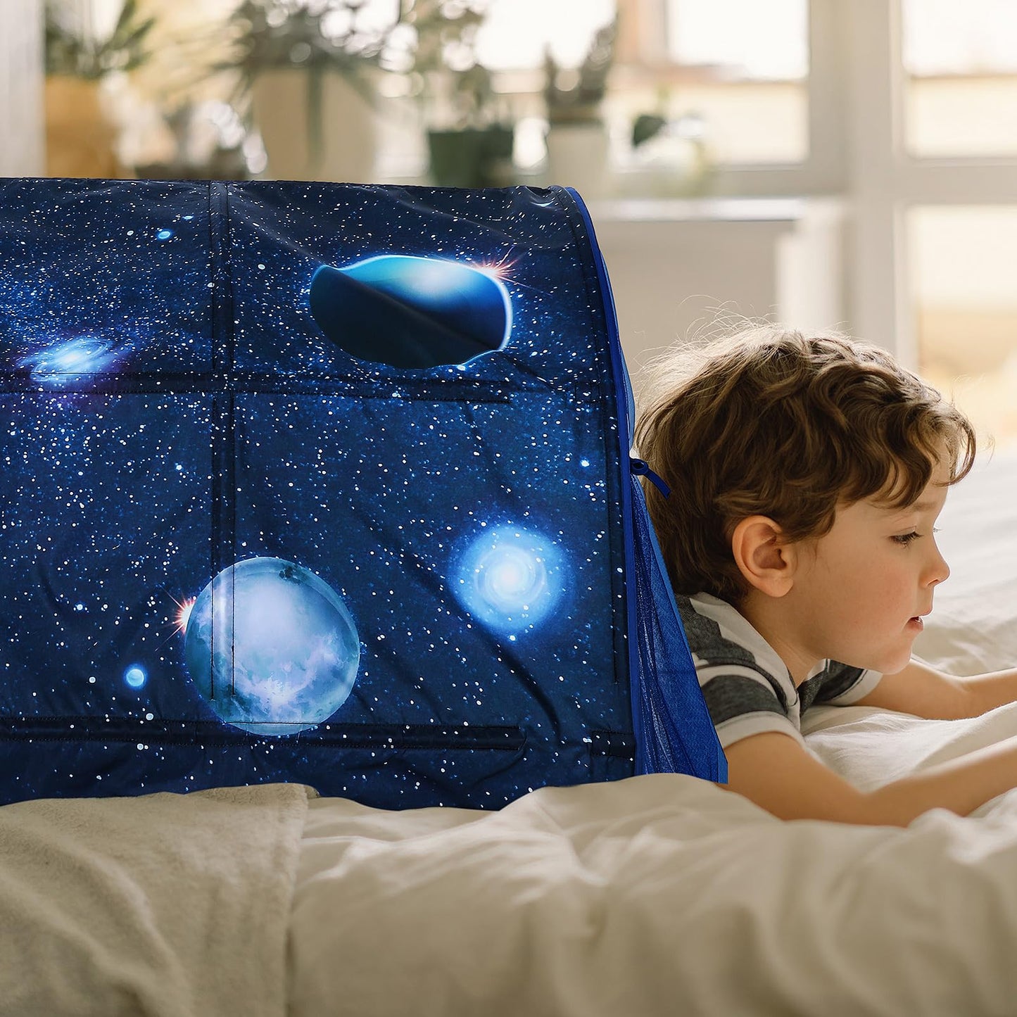 Wowangce Galaxy Bed Tent for Kids Large Kids Twin Tent Toddler Play Bed with Carry Bag Foldable for Girls Boys Bedroom Indoor Games