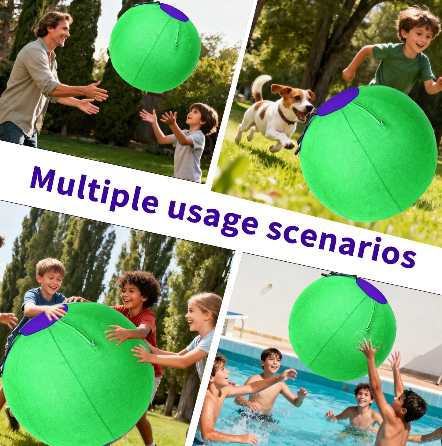 Styvvxam 30 Inch Giant Foldable Dodgeball - Durable Oxford Cloth, Easy Storage, Ideal for Outdoor Fun & Party Games (Green)
