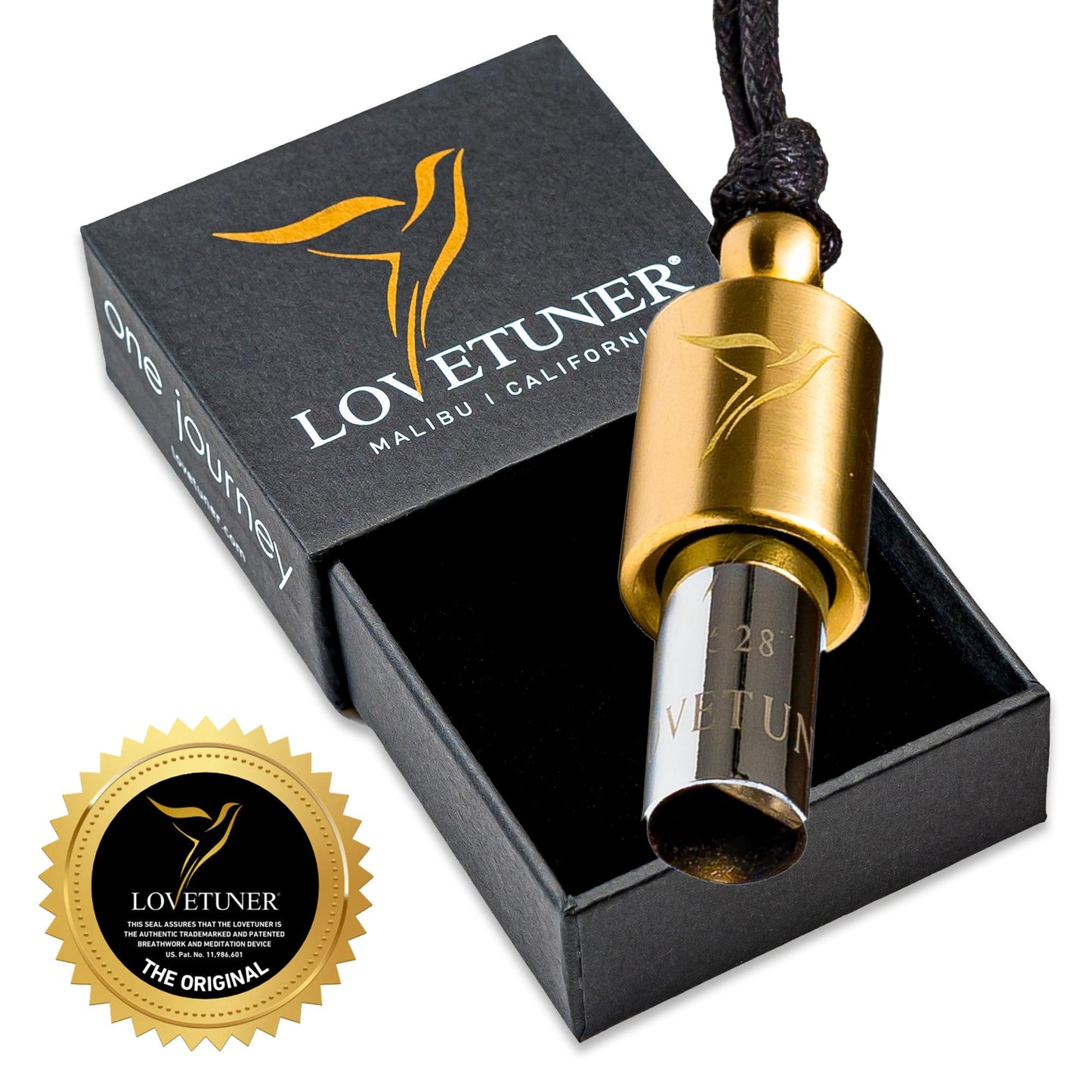 LOVETUNER Meditation Tuning Necklace 528 hz Frequency of Love | Mindfulness Device for Anxiety & Stress Relief (Waxed Cord Bronze)
