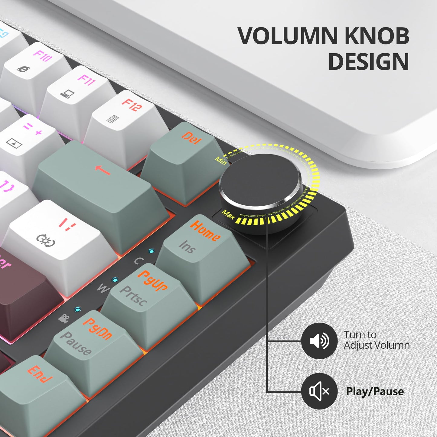 75% Wired Keyboard with Knob, 75 Percent Gaming Keyboard Hot Swappable Gasket Mount,Red Switch,RGB Backlit 82 Keys TKL Mechanical Keyboard,NKRO Compact Keyboard for PC Laptop Windows Gamer(Mist)
