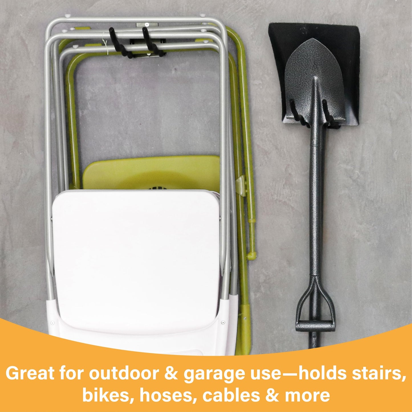 BFPeaky Heavy Duty Garage Hooks - 6 Pack Wave Hooks for Shovels, Chairs Tools - Durable 12" Ladder Hanger, Ideal for Garden, Garage, Yard Tool Organization
