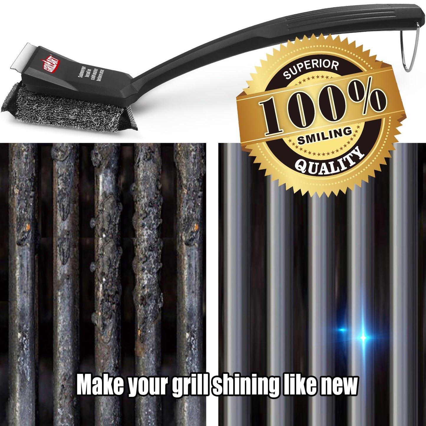 GRILLART SteamWizards Grill Brush Bristle Free, Safe BBQ Grill Brush for Outdoor Grill, Flat Top Grill Cleaner with Replaceable Head, Suitable for All Grates, Griddle Accessories, Dishwasher Safe