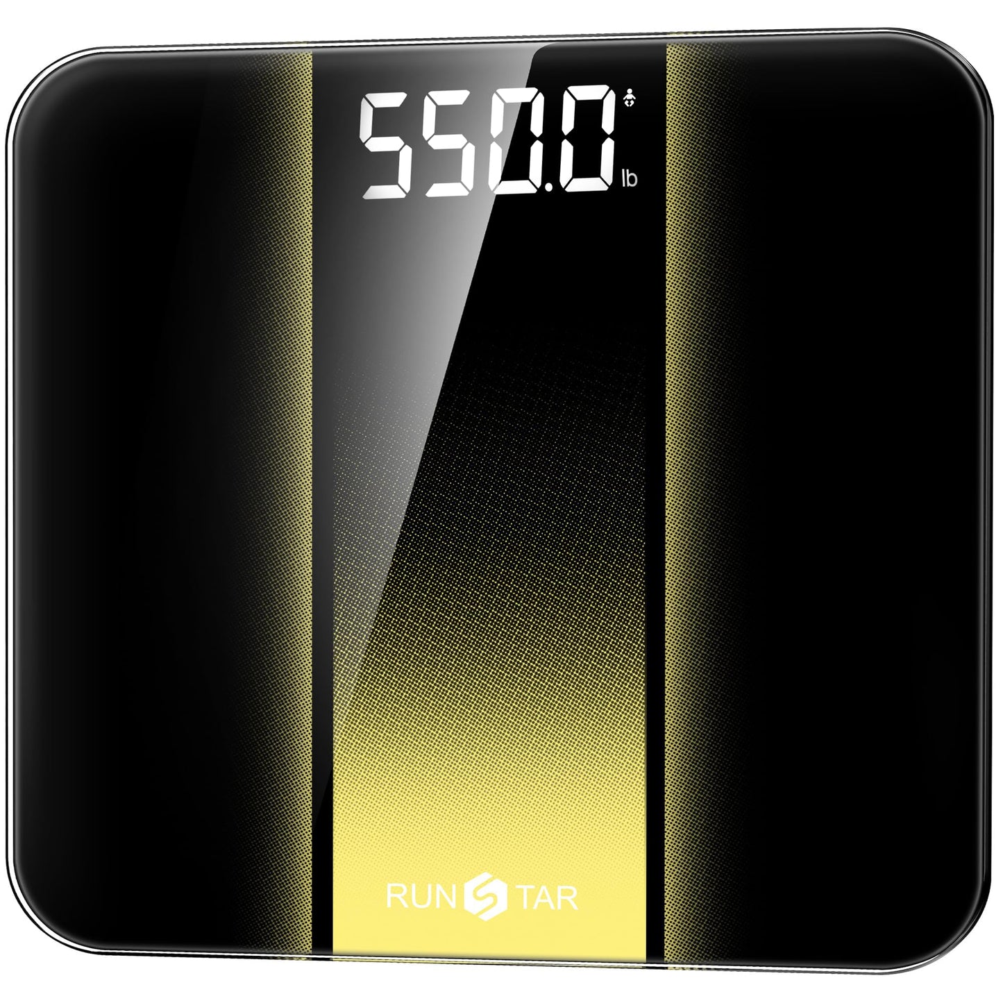 RunStar 14-Inch Scale for Body Weight 550lbs, Extra Wide Platform Digital Bathroom Scale Highly Accurate, Large LED Display, Baby/Pet Mode, 8mm Tempered Glass for Heavy People
