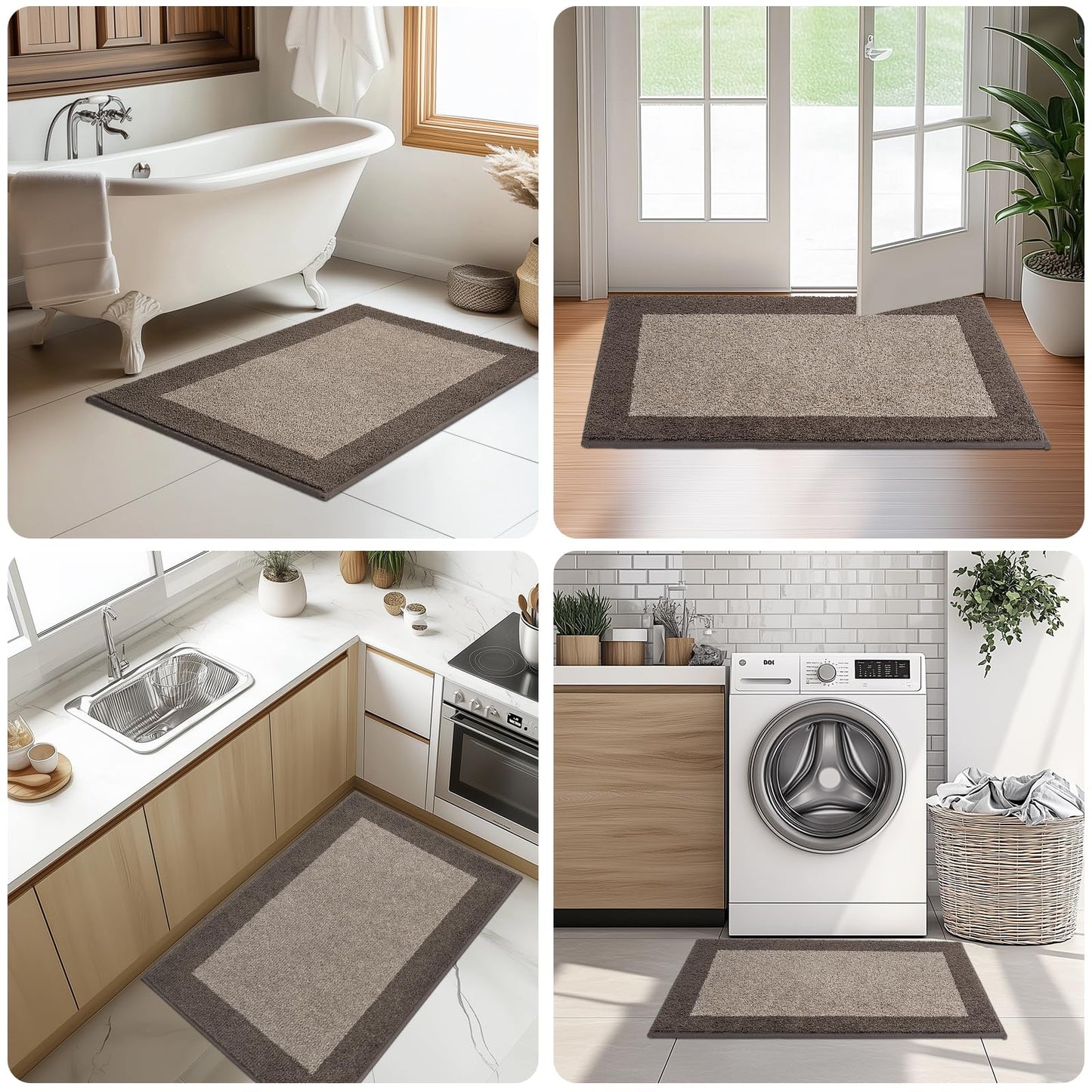 DOMUSTEX Machine Washable Kitchen Rug 24" x 36", Non Slip Kitchen Mat for Floor, Absorbent Entrance Throw Rug for Bedroom, Hallway, Bathroom, Door