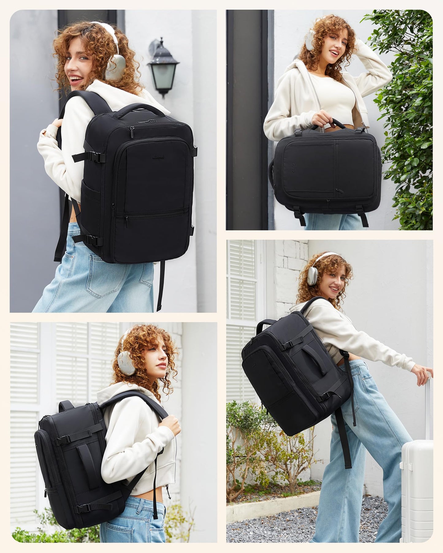 LOVEVOOK Travel Backpack for Women & Men, 40L Large Carry On Backpack Airline Approved, TSA Personal Item Weekender Bag, Water Resistant Laptop Backpack with 3 Packing Cubes for Travel Essentials