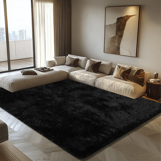 8x10 Fluffy Area Rugs for Living Room,Shag Area Rug for Bedroom,Black Soft Fuzzy Rug Non-Shedding Indoor Plush Carpet for Kids Bedroom Nursery Home Decor