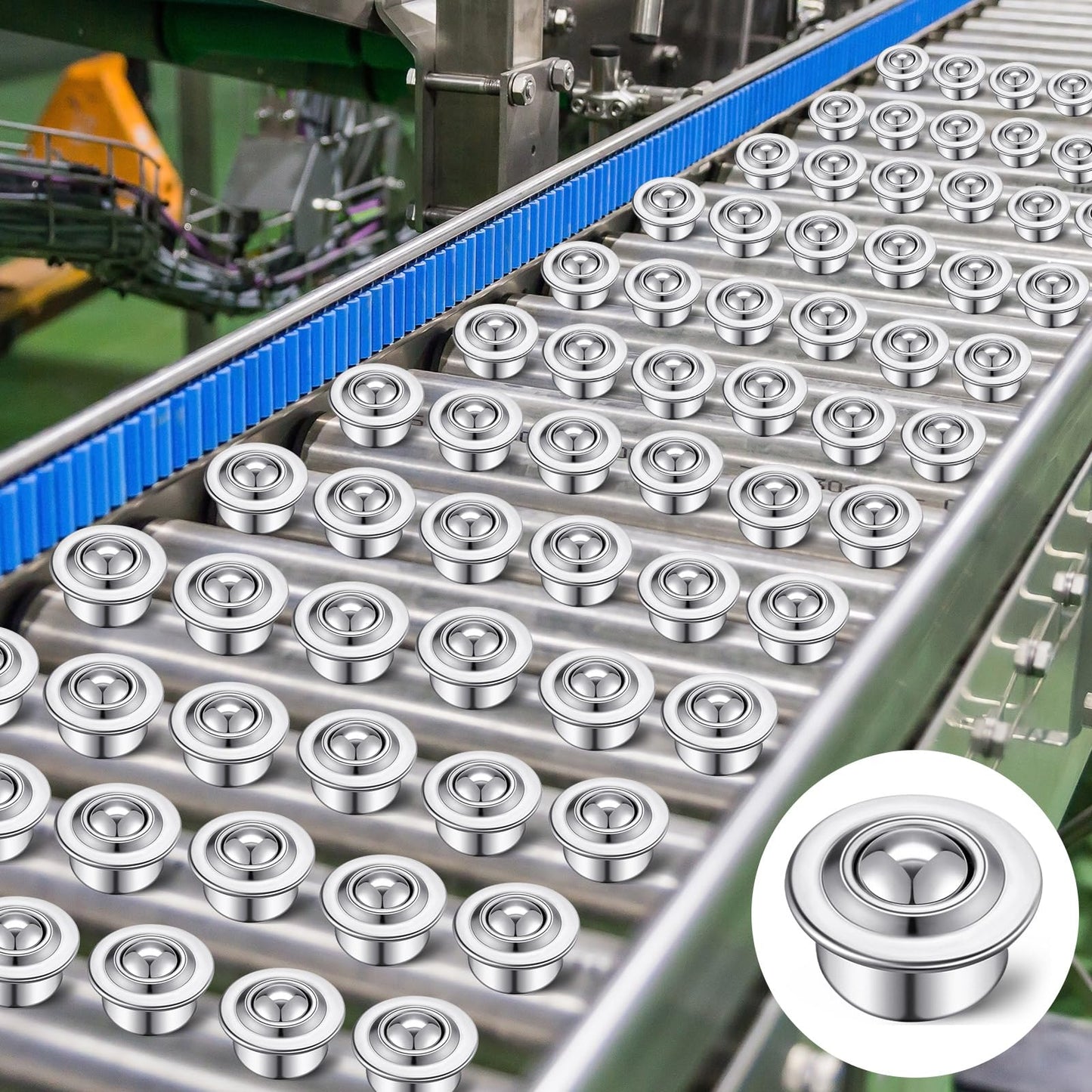 Gisafai 80 Pcs 5/8" Roller Ball Transfer Bearing Ball Transfer Bearing Casters Carbon Steel 360 Rotation for Conveyor Roller Stand Table, Load 44lbs