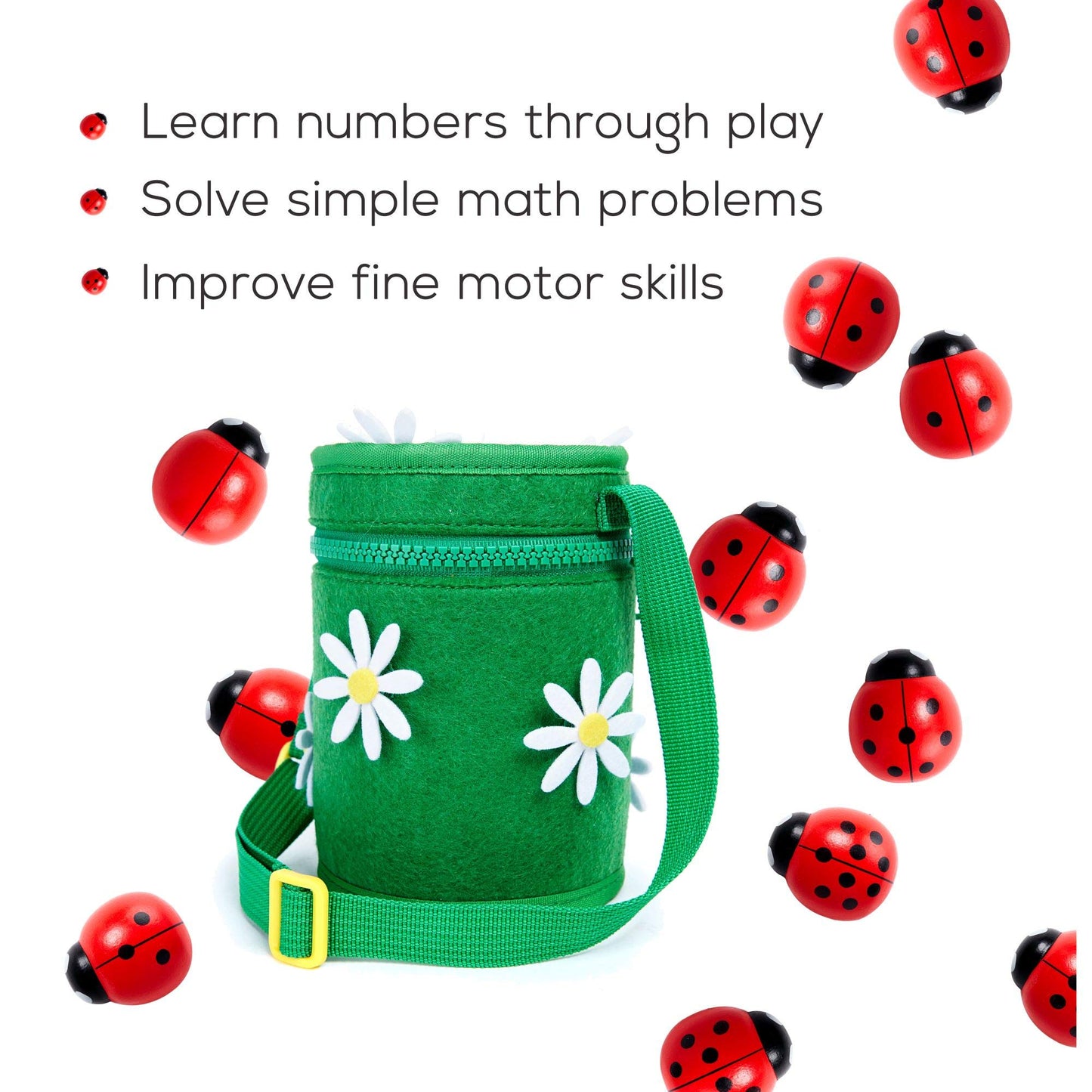 Counting Ladybugs -Montessori Counting Toys for Toddlers -Wooden Educational Learning Toy for Girls&Boys 3 4 5 Year Old - Learn Numbers&Develop Fine Motor Skills -Math Preschool Kids Activity