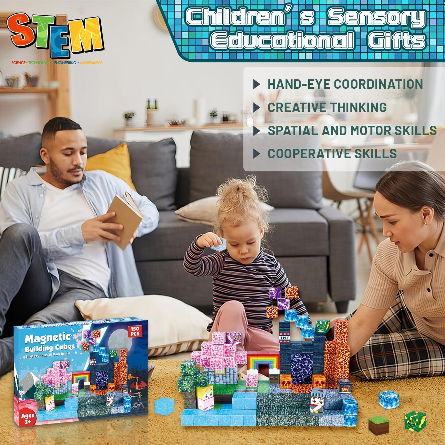 GraceDuck Magnetic Blocks - 150 PCS Build Dark Swordsman's Forest Castle - Magnetic Toys for Montessori Toddler Christmas Birthday Gifts - STEM Sensory Toys for 3 4 5 6 7 8 9 10 Year Old Boys & Girls