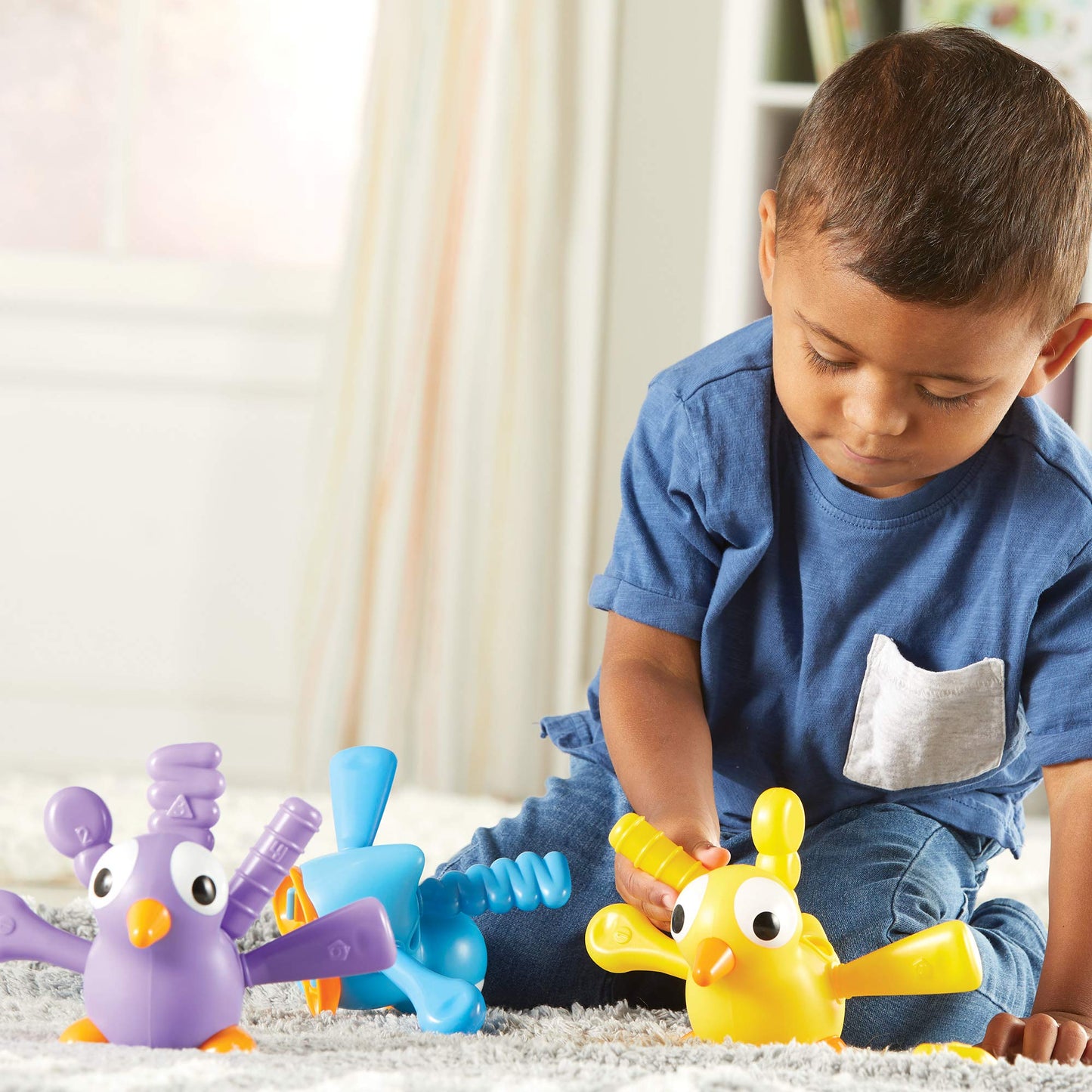Learning Resources Fine Motor Peakcock Pals, Fine Motor Toy, Set of 4, Ages 2+