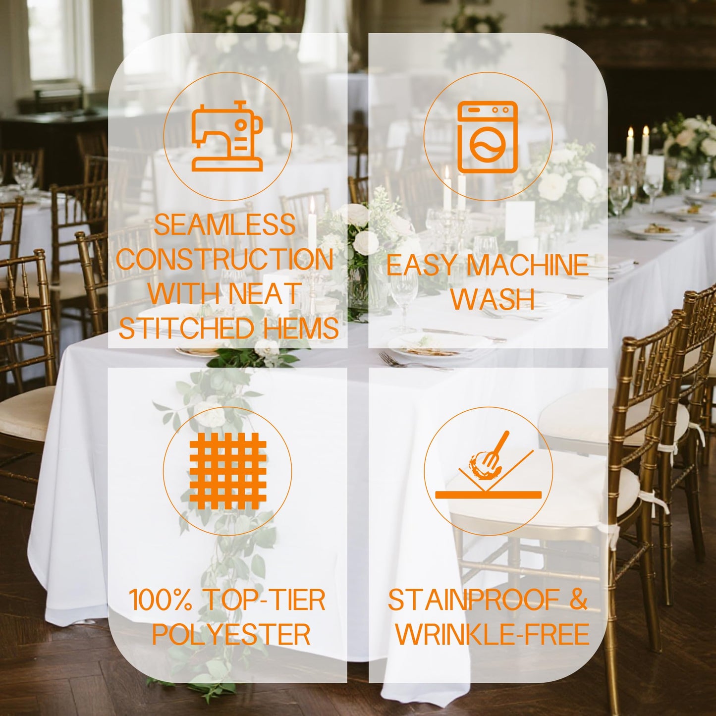 BIGTONE 12 Pack White Rectangle Tablecloth 60 x 102 Inch, Cross Ribbon Packing Reusable Table Clothes for 6 Foot Tables, Wrinkle Resistant Polyester Fabric Table Cover for Wedding, Party, Banquet
