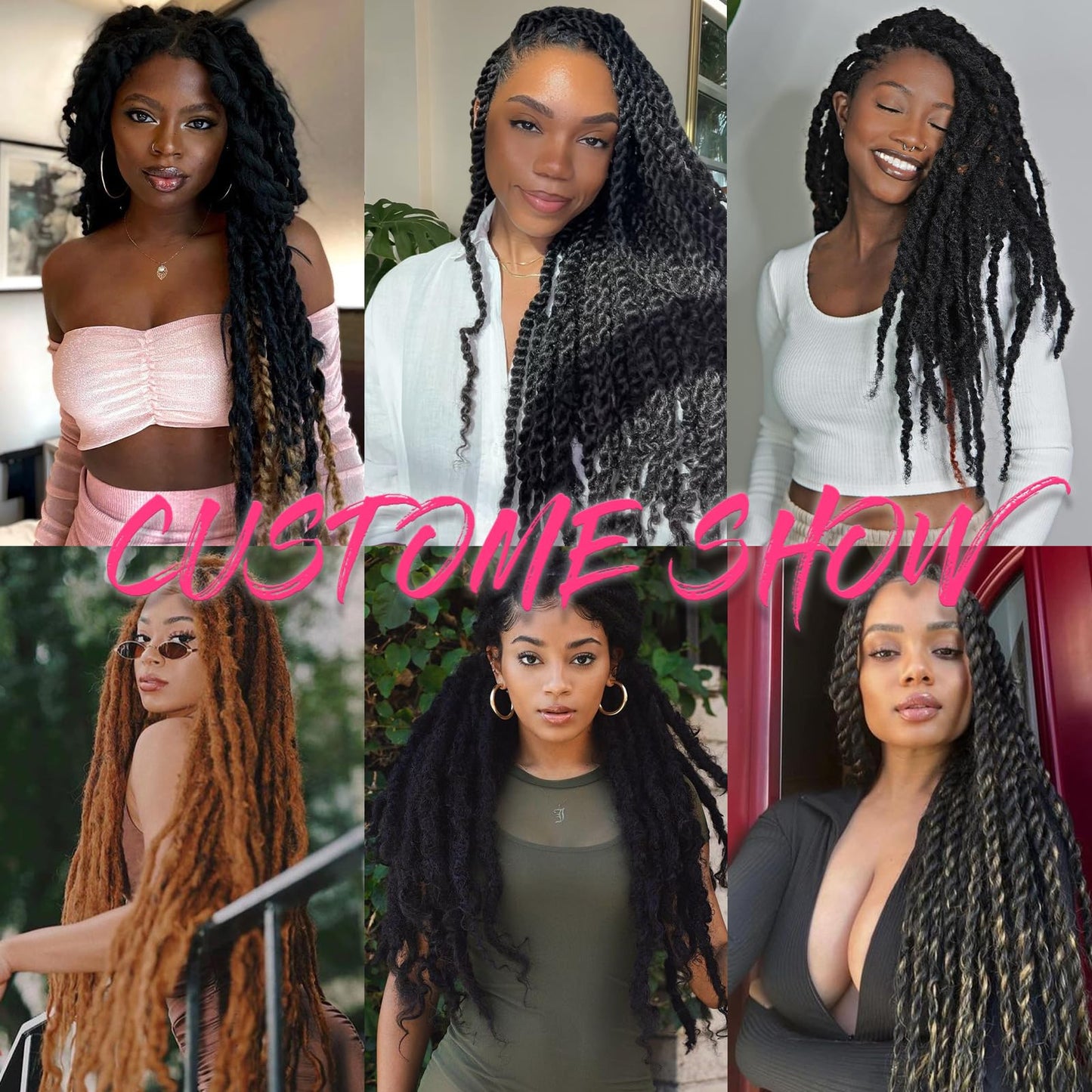 RuiYok 30 Inch Marley Twist Braiding Hair 8 Packs Pre-Separated Marley Hair Crochet Braids Black Long Springy Afro Kinky Twist Hair for Crochet Locs Hair Havana Twist Braiding Hair Extensions 1B#