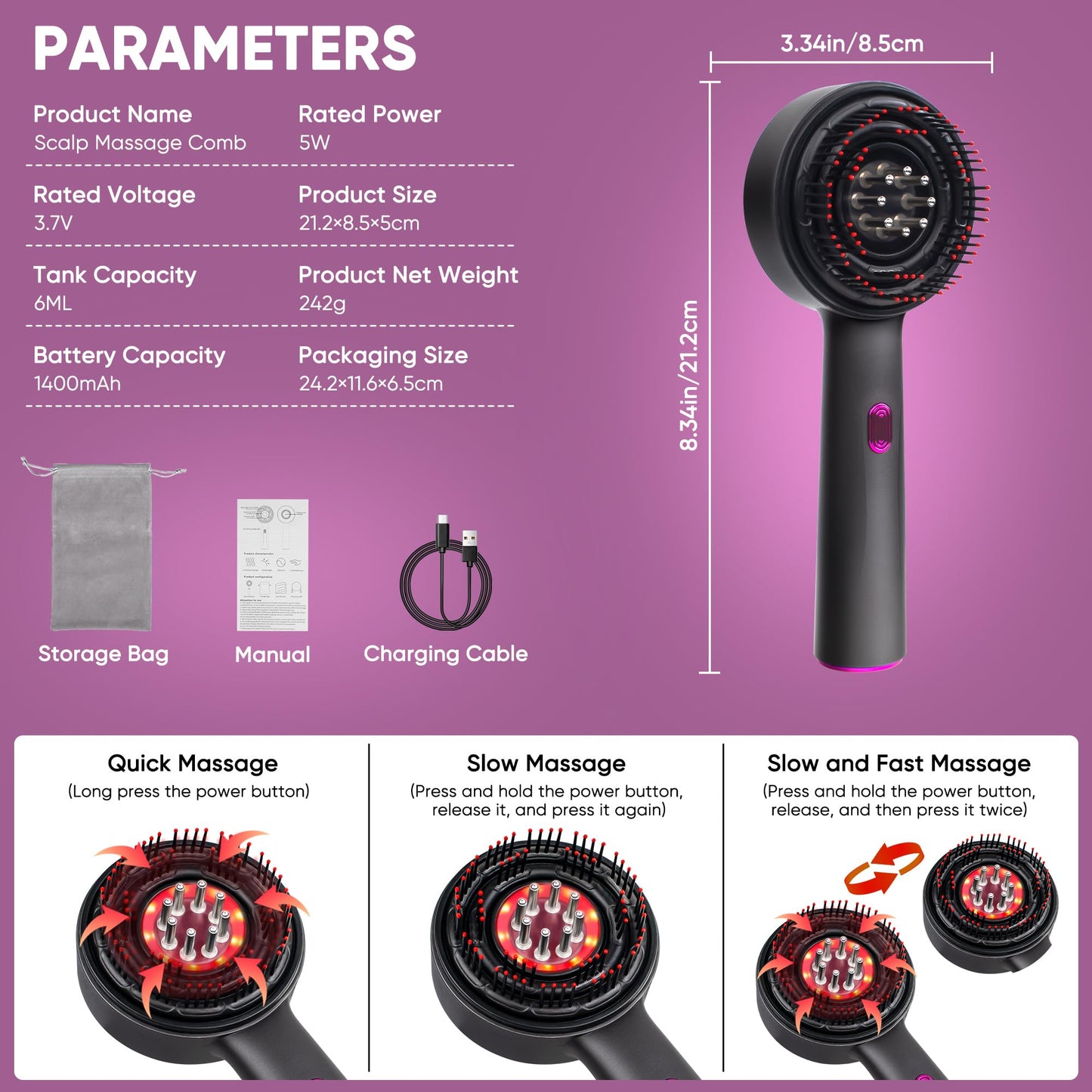 MPADQ Upgrade 2 in 1 Hair Oil Applicator，Electric Hair Brushes for Hair Growth,Hair Oil Applicator Scalp Massager,IPX7 Waterproof Oil Dispenser for Hair