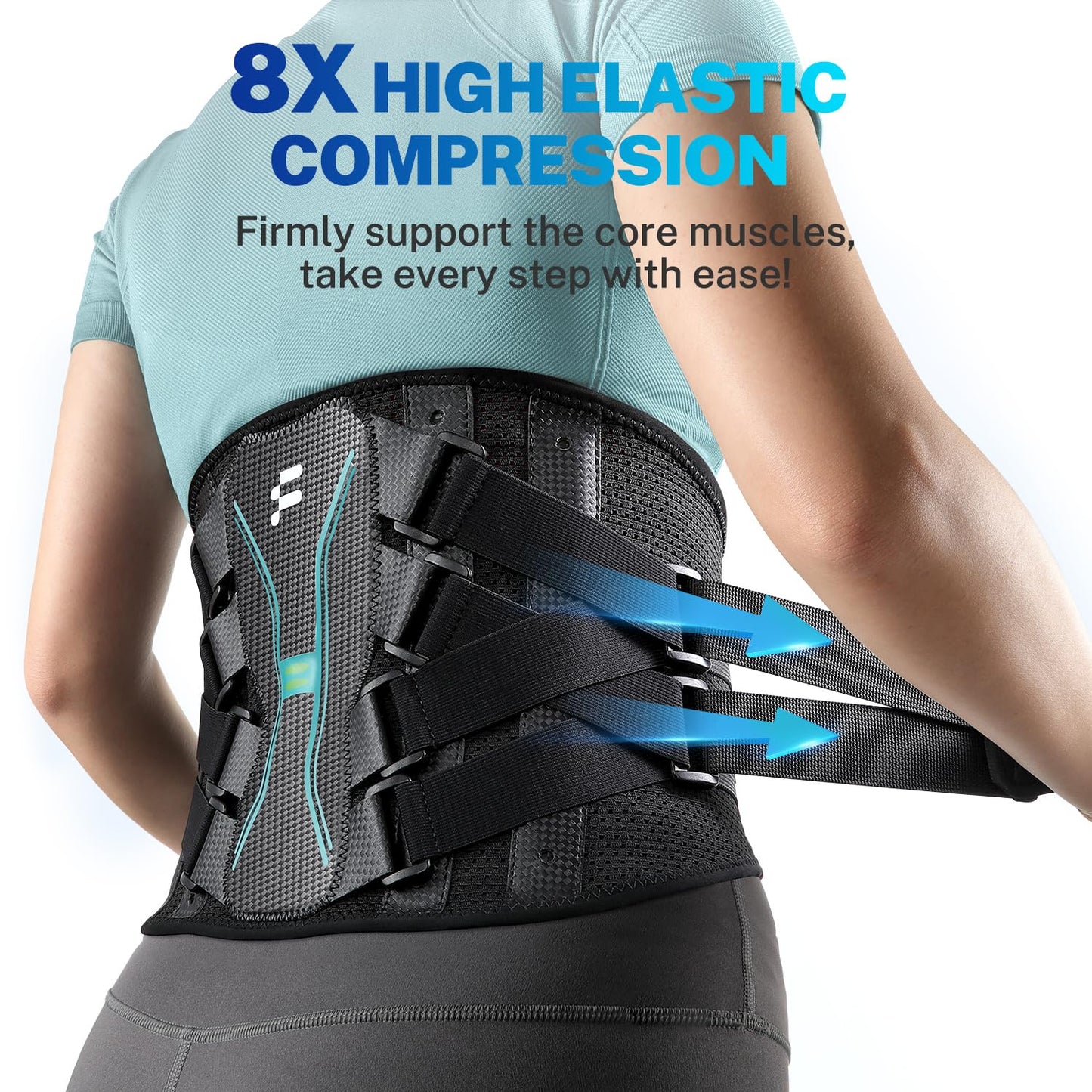 Fitomo Back Brace for Lower Back Pain Relief, Extra Lumbar Support Pillow, Lightweight Carbon Fiber Splints, Ultra-thin Mesh, Adjustable Fit, for Under Clothes, Sciatica, Posture, Lifting, Size L