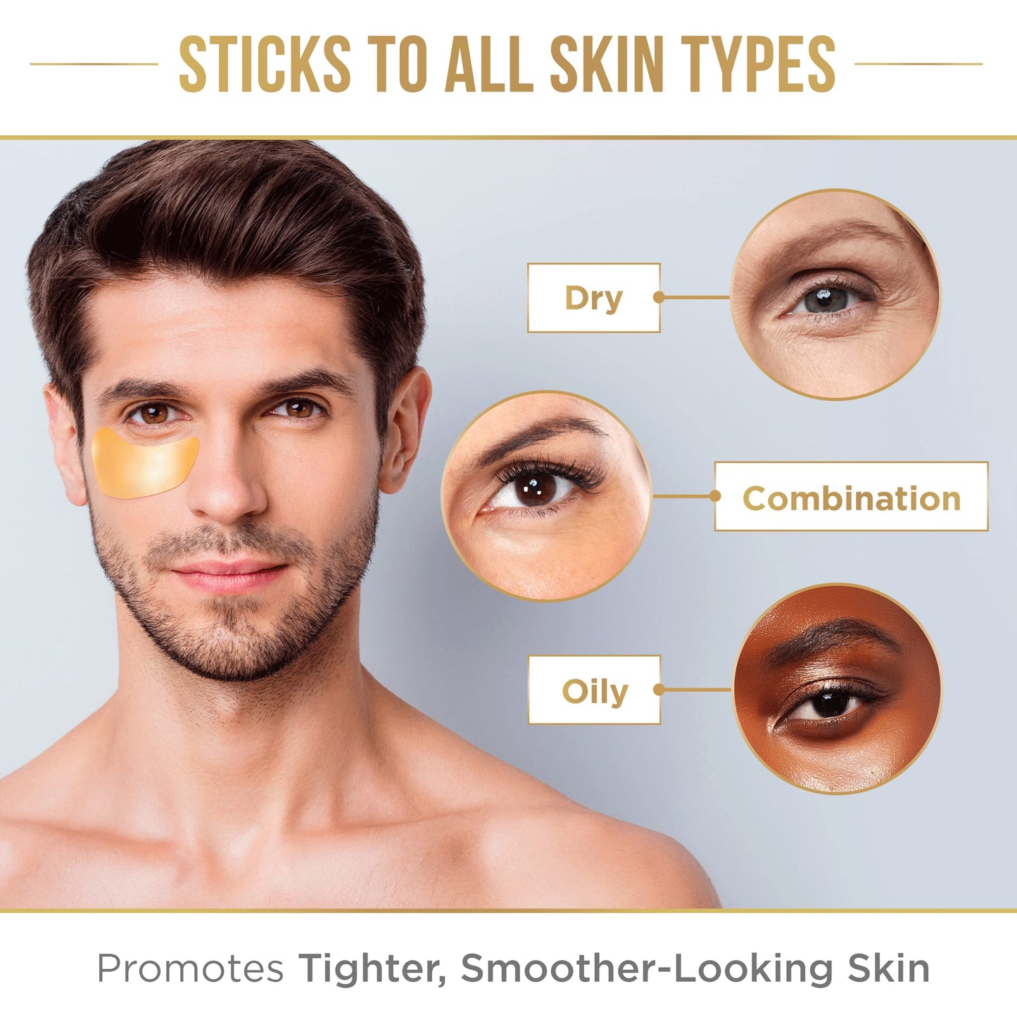 DERMORA Golden Glow Under Eye Patches (100 Pairs Eye Gels) - Rejuvenating Treatment for Dark Circles, Puffy Eyes, Refreshing, Revitalizing, Travel, Wrinkles