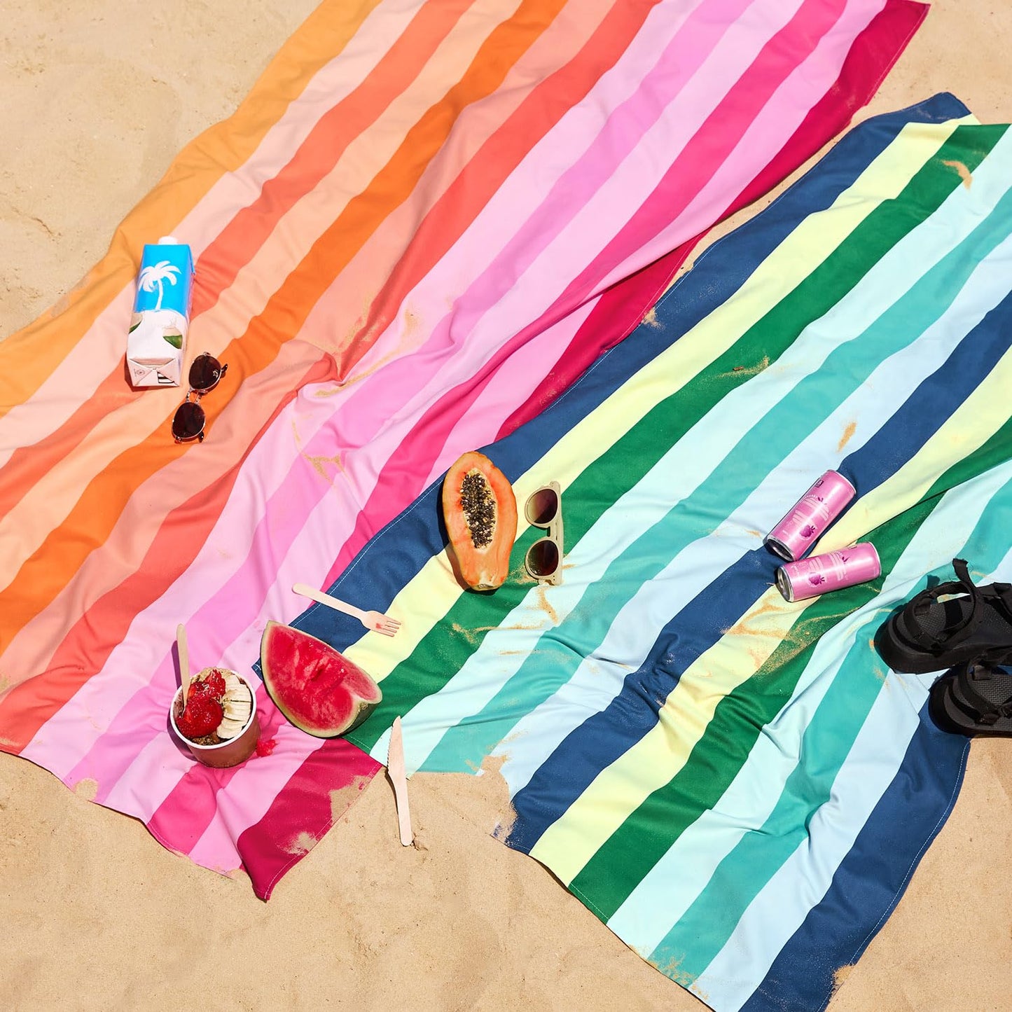 Dock & Bay Kid's Towel - for Beach Use - Quick Dry, Sand Free - Compact, Lightweight - 100% Recycled - Includes Bag - Summer - Miami Sorbet, Large (160x90cm, 63x35)
