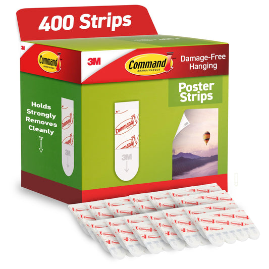 Command Poster Strips, 400 Command Strips Damage Free Hanging Poster Hangers, No Tools Wall Hanging for Home, Room, Wall, and Office Decor