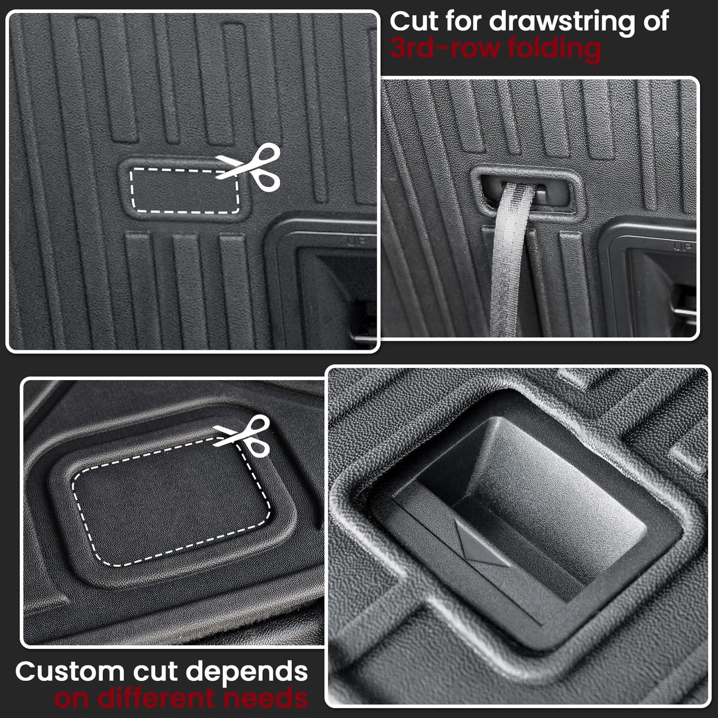 JOULARISE Cargo Mat Backrest Mats for 2024 2025 2026 GMC Acadia 7 Seats Car Accessories, All-Weather TPE Protector Cargo Liner Trunk Mat Seat Back Covers