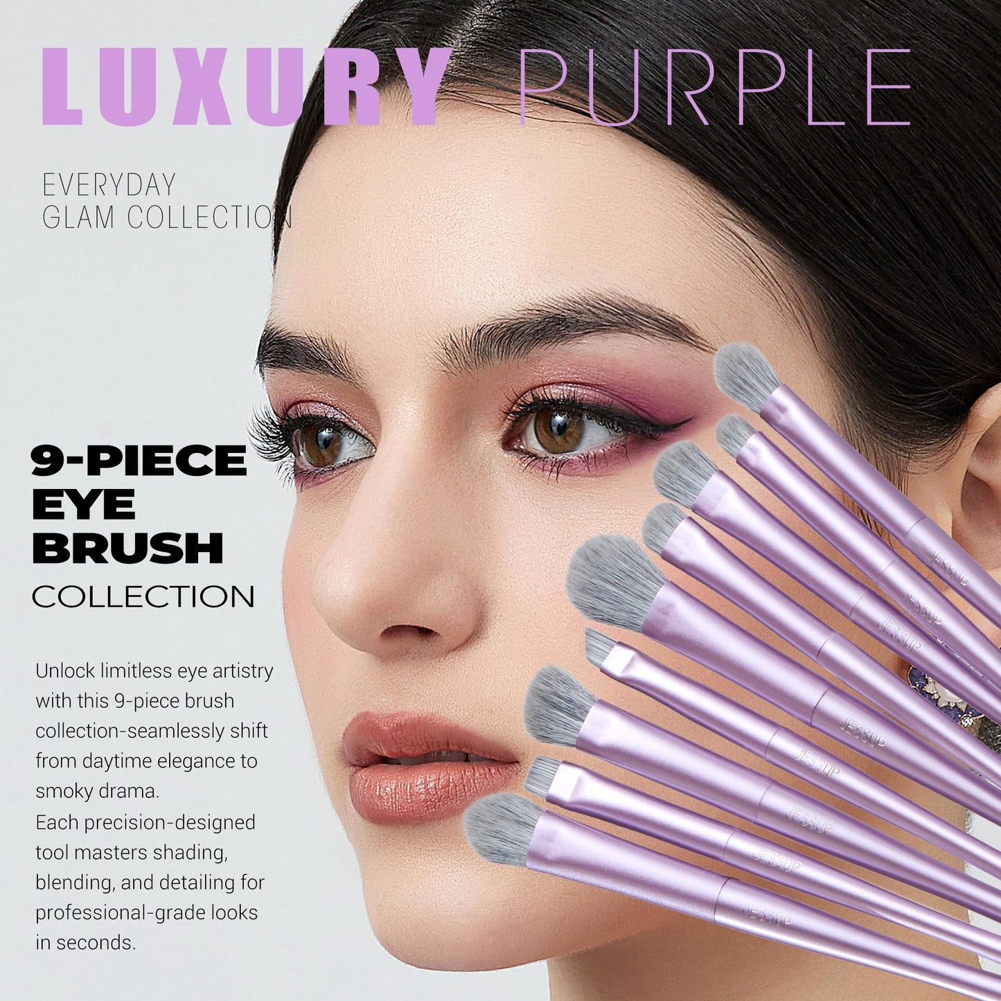 Jessup Makeup Brushes Set Professional 14pcs Vegan Make Up Brushes, Foundation Eyeshadow Concealer Contour Powder Blush Blending Eyeliner Brush, Premium Synthetic Fiber, Luxury Purple T512