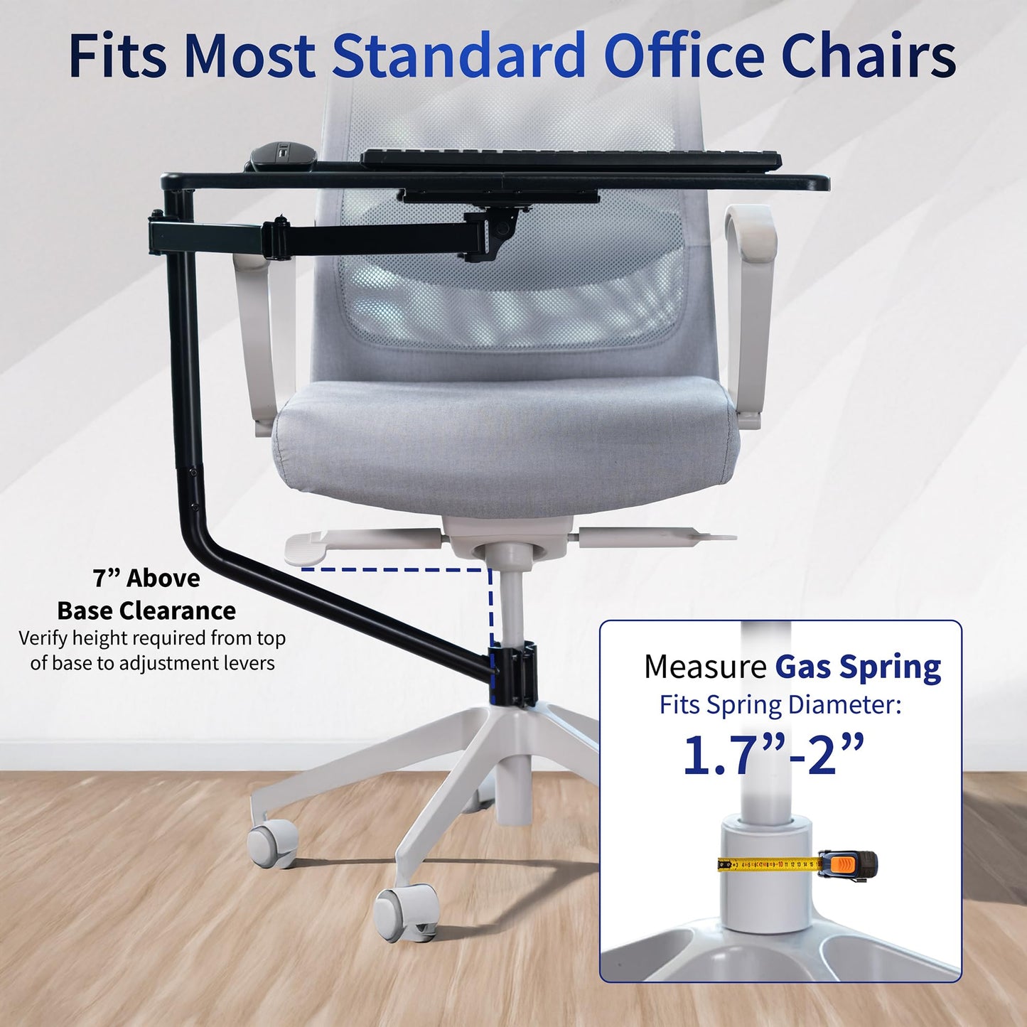 VIVO Office Chair Mounted 26 x 12 Inch Keyboard and Mouse Tray, Ergonomic Tilt, Full Motion 360 Degree Rotation, Black, MOUNT-KB08C