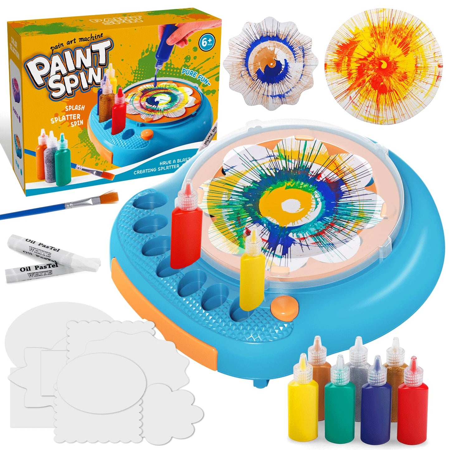 Paint Spin Art Machine Kit for Kids, Arts & Crafts Painting Spinner Toys Kits Sets for Boys & Girls Ages 6 7 8 9 Year Old (Blue)