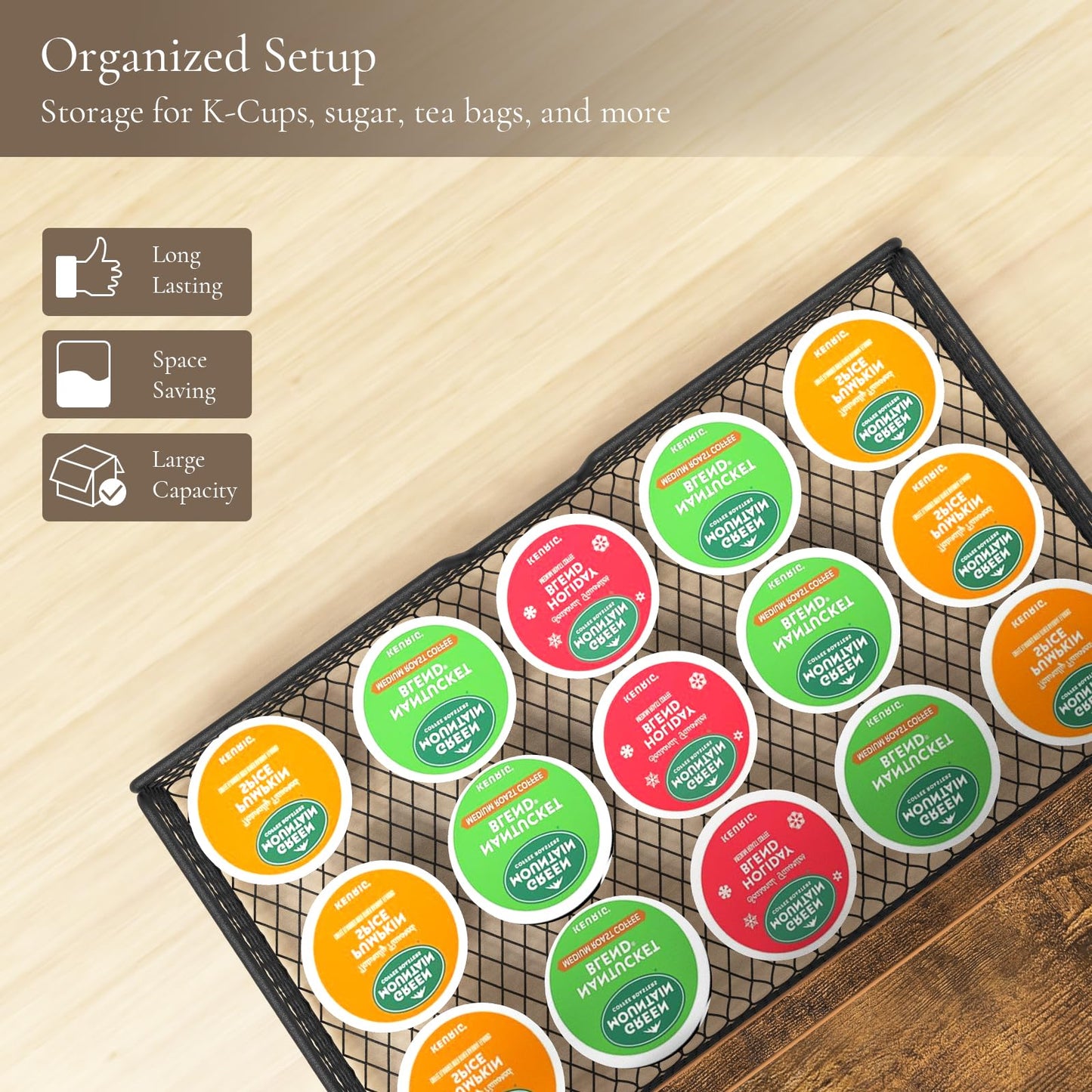 BCOZLUX Coffee Bar Organizer, 3 Tier Coffee Station Organizer for Countertop, Mug Cup Holder Stand with 12 Hooks, with K Cup Storage Drawer, Tea Organizers Accessories for Home Office