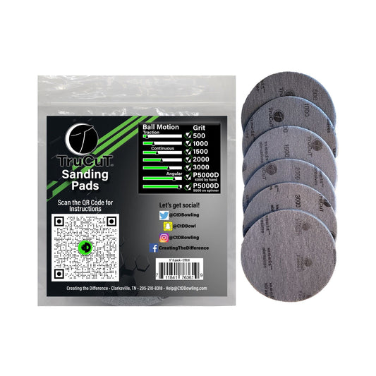 Creating the Difference TruCut Sanding Pads | 6 Pack Variety (1 each - 500, 1000, 1500, 2000, 3000 & 5000) | 5” Diameter | Made Specifically for Bowling Balls | Resurfacing – Surface Management