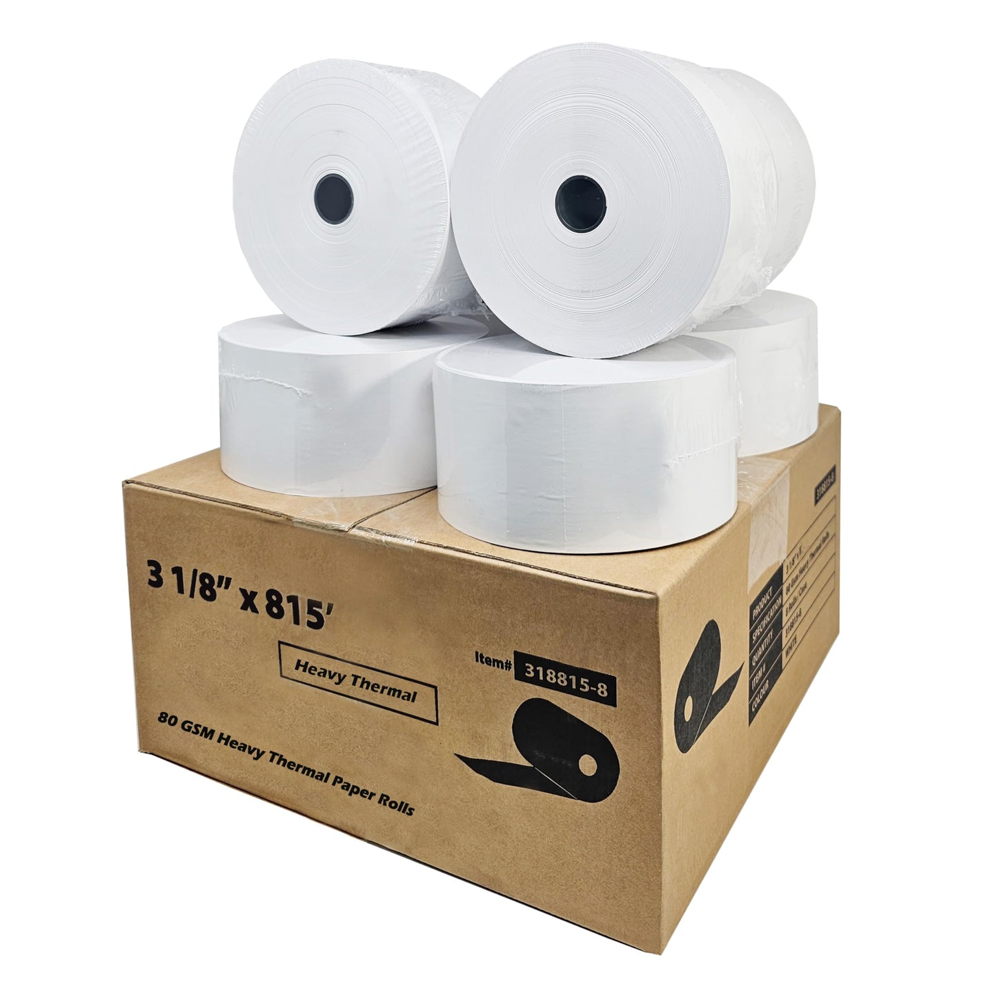 (8 Rolls - 1 Case) 3 1/8" x 815' heavy thermal paper 8 rolls - nautilus hyosung halo - 75 GSM ATM Special Thermal Paper Rolls - BuyRegisterRolls