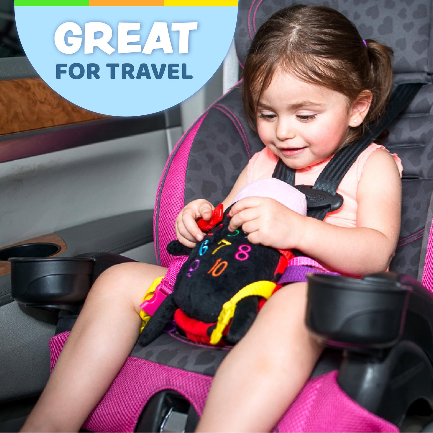 Buckle Toy - Becky Ladybug Stuffed Animal - Montessori Learning Activity Toy - Develop Motor Skills and Problem Solving - Toddler Sensory Travel Toy
