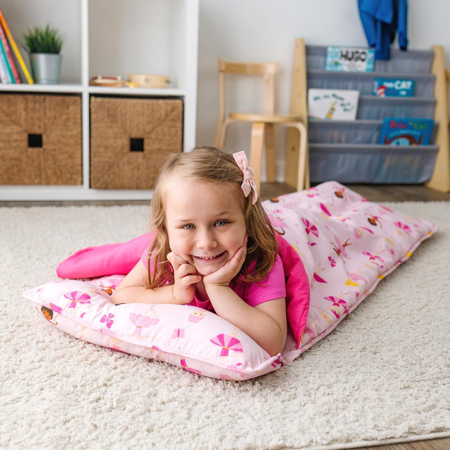 Wildkin Original Nap Mat for Kids – Soft, Cozy & Roll-Up Ready Sleep Mat, Ideal for School & Travel - Ballerina