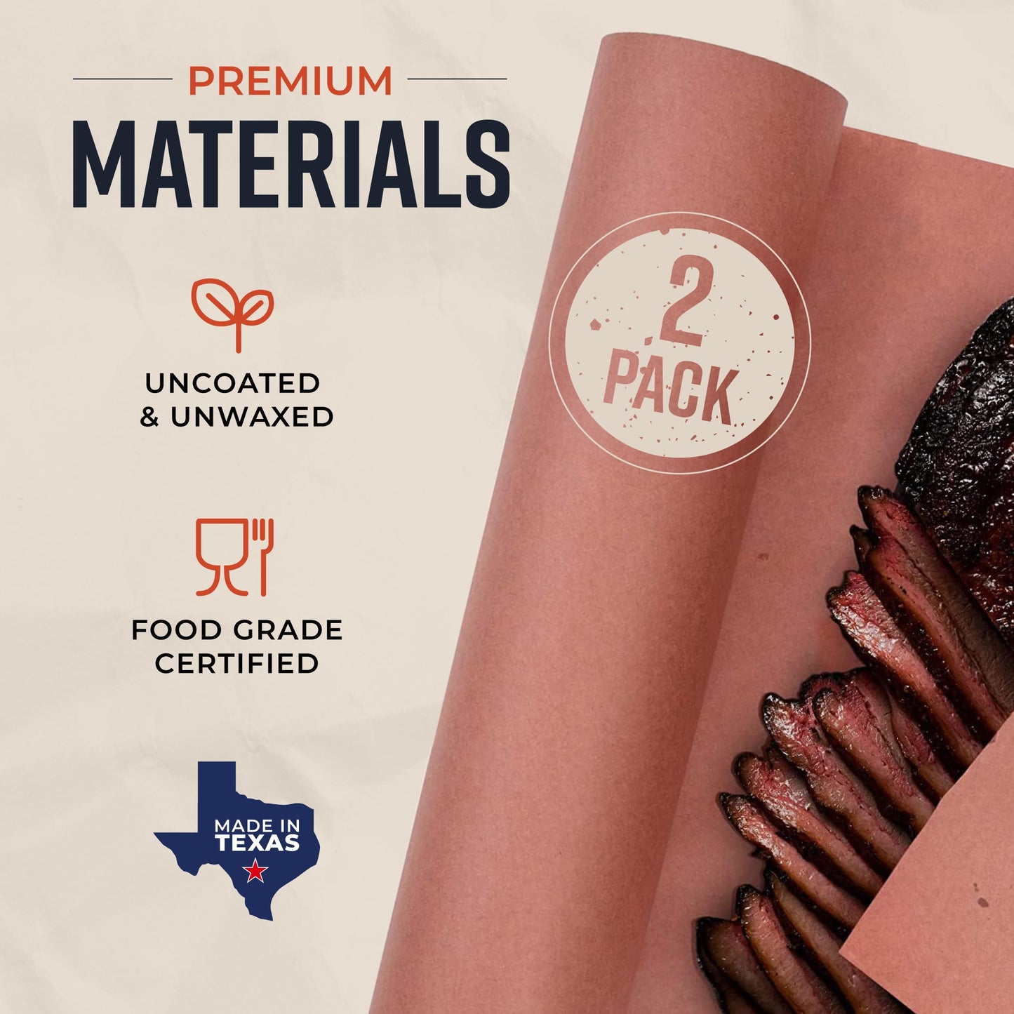 Bryco Goods (Pack of 2) Pink Butcher Paper Rolls, 18"x175' (2100 Inch) Food-Grade Peach Butcher Paper for Smoker, BBQ, Grilling, Smoking Meat - USA Made - Unbleached, Uncoated and Unwaxed