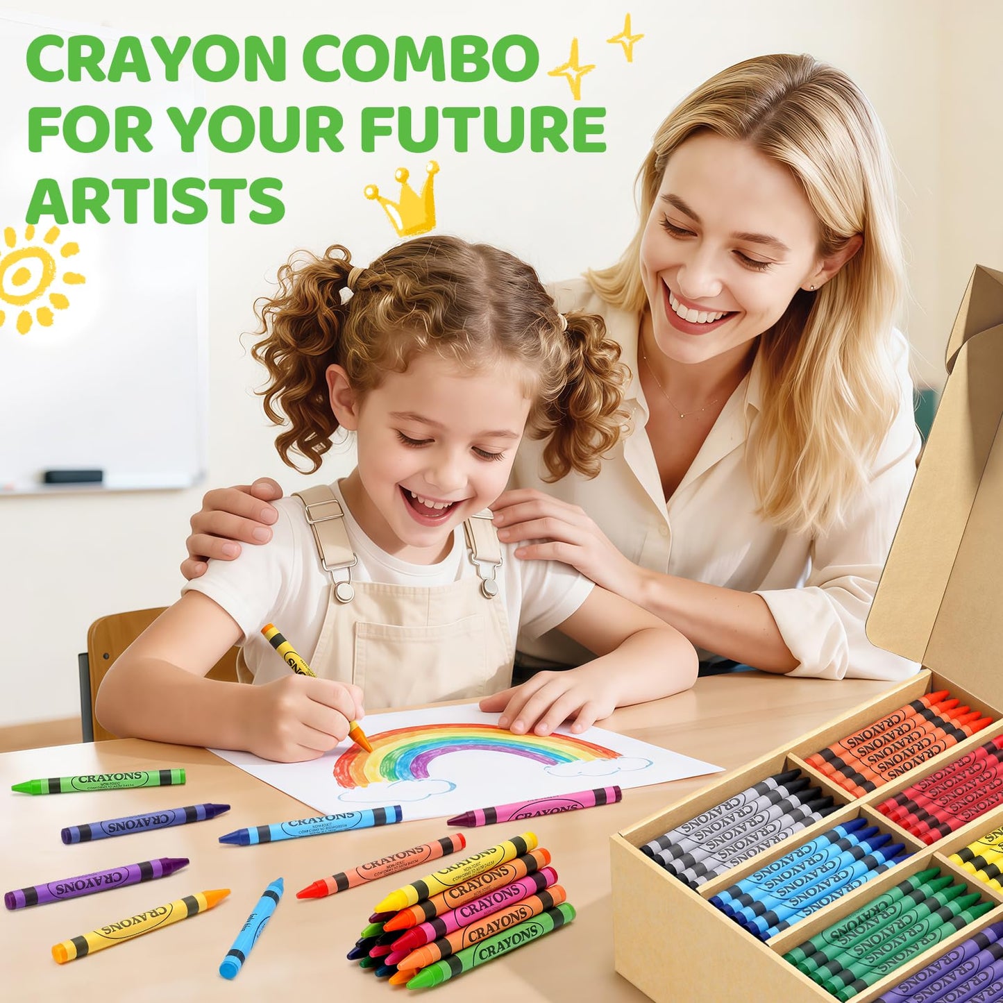 800 Count Crayons Bulk Set with 18 Colors, Non-Toxic Washable Silky Crayons, School Supplies Easter Basket Stuffers Party Favors Gift for Kids 3+, Art Supplies for Preschool Kindergarten Classrooms