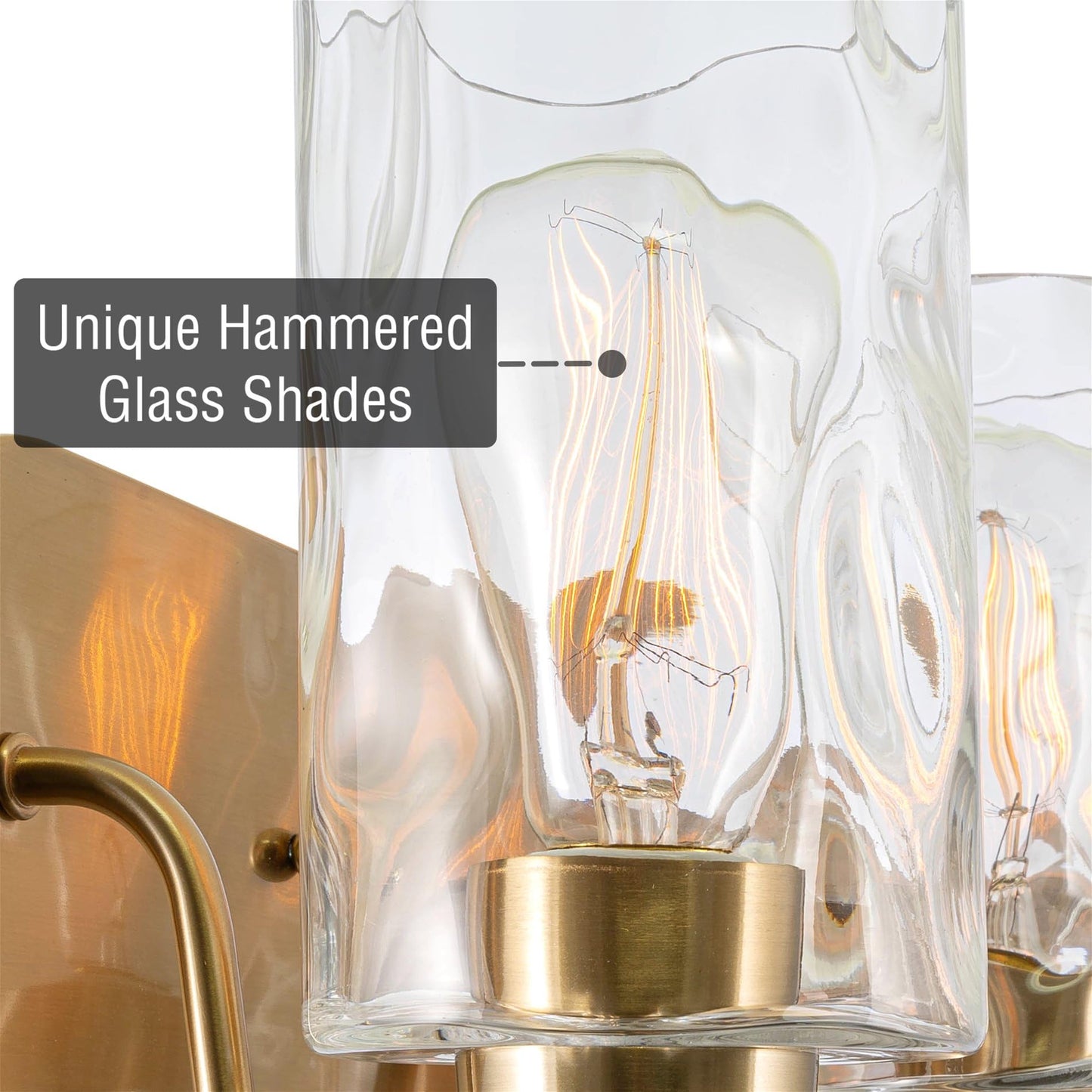 Kira Home Armada II 7" Glass Shades, Clear Hammered Replacement Glass, 1-5/8" Fitter Opening for Threaded Medium Base Socket, 7" x 4", 3-Pack