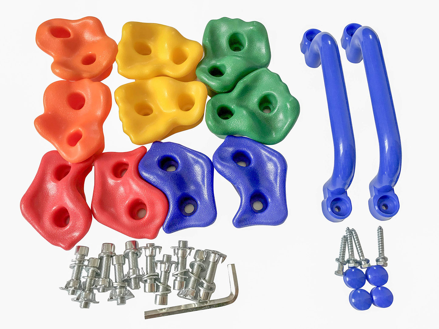 KINSPORY Kids Climbing Holds, 10pc Pig Nose Rock Wall Holds & Prise Escalade Enfant and 2pc Climbing Grips for Indoor Outdoor Playground Building with Superior Mounting Hardware Kit