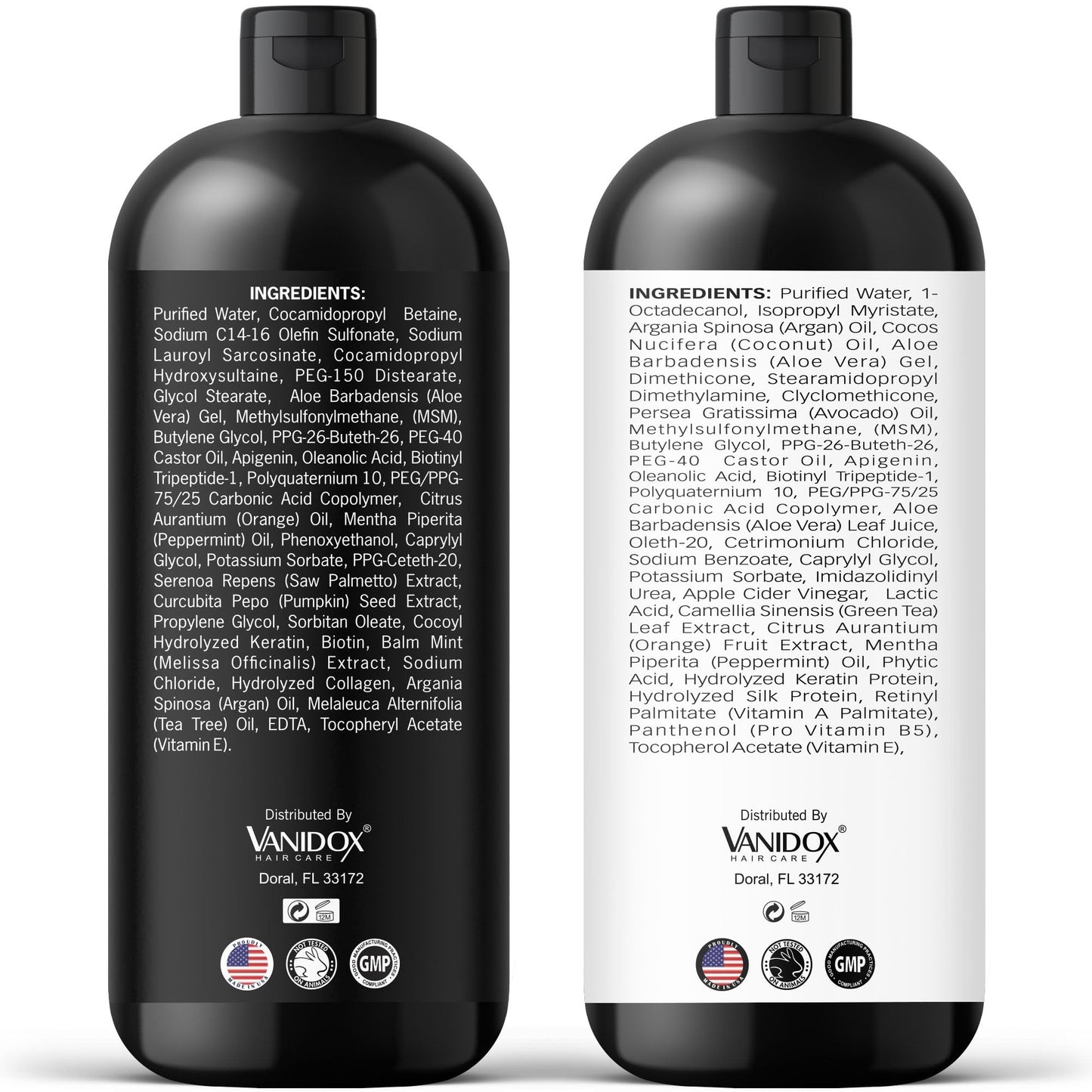 VANIDOX Carbonic Acid Shampoo and Conditioner for Men and Women, Deep Moisturizing Conditioner, Thickens, Softens, & Smooths Set for Hair Growth and Repair, Made in USA - 16 Fl Oz Each