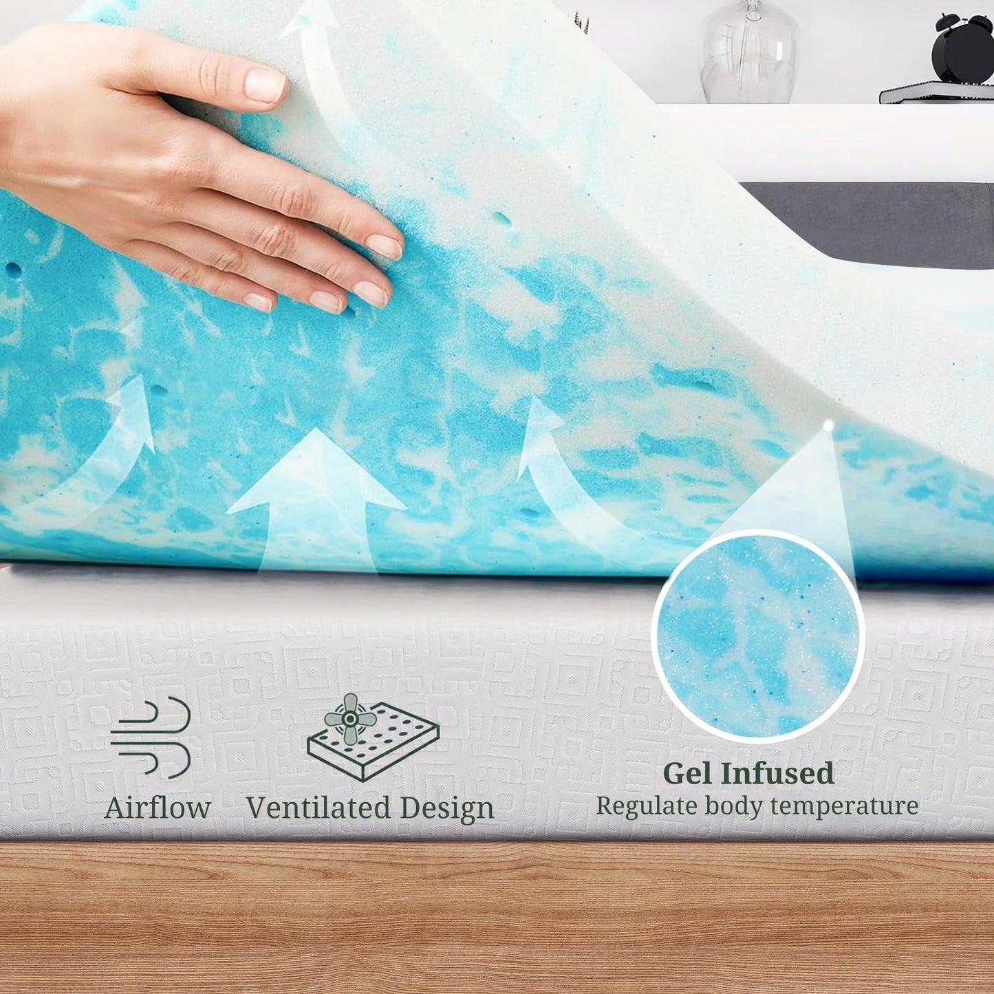 Memory Foam Mattress Topper Twin - 4 Inch Gel Infused Bed Toppers, Pressure Relief Mattress Pad for Dorm Room, CertiPUR-US Certified