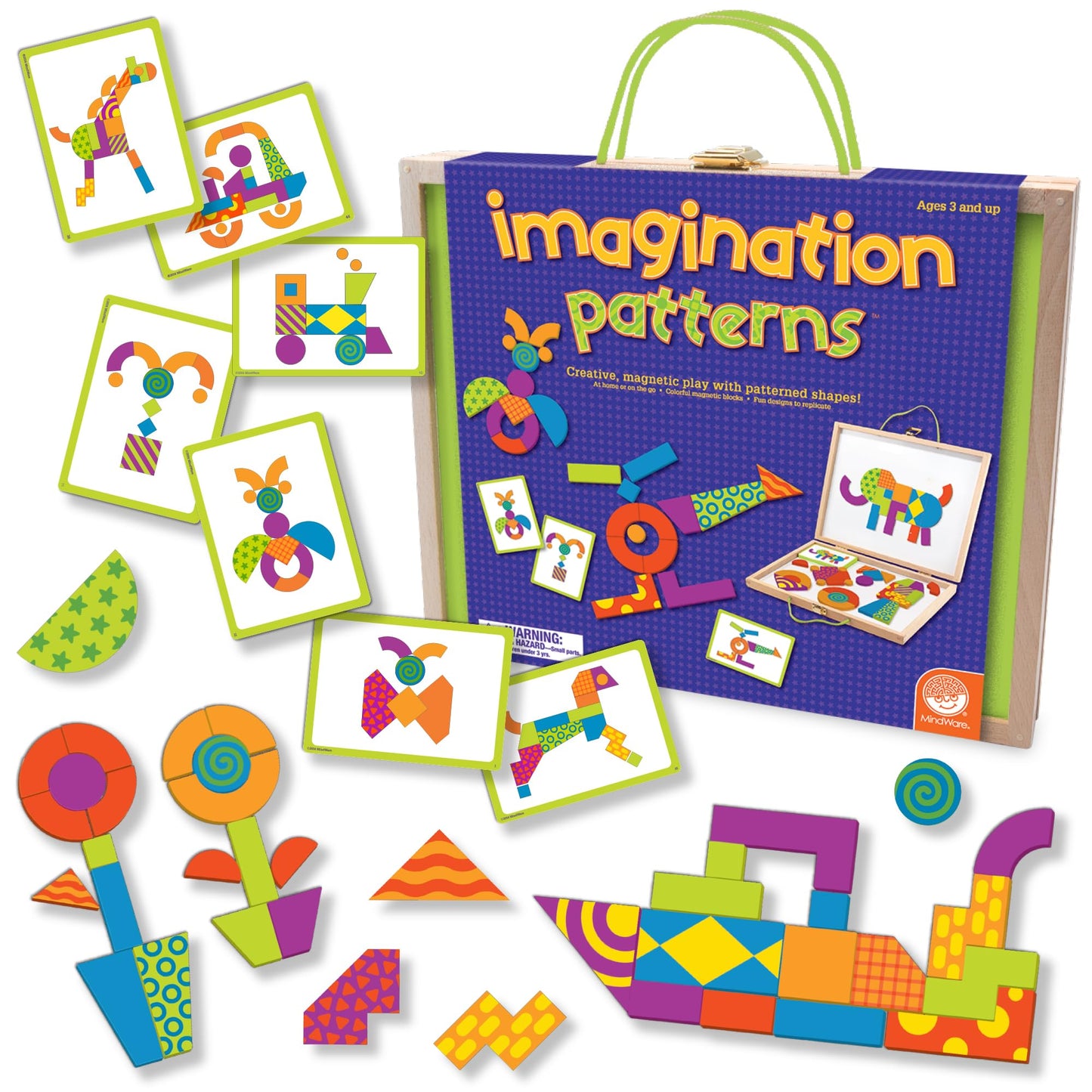 MindWare Imagination Patterns - Jeu magnétique créatif avec des formes à motifs.