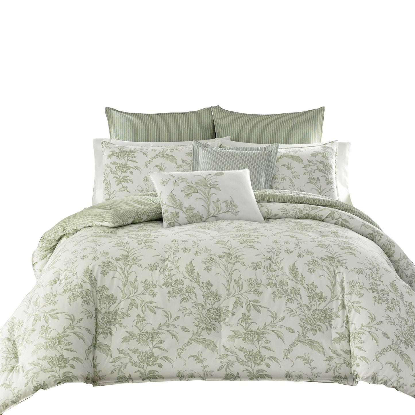 Laura Ashley Home - Queen Duvet Cover Set, Reversible Cotton Bedding with Matching Shams, Lightweight Home Decor for All Seasons (Natalie Sage, Queen) Green