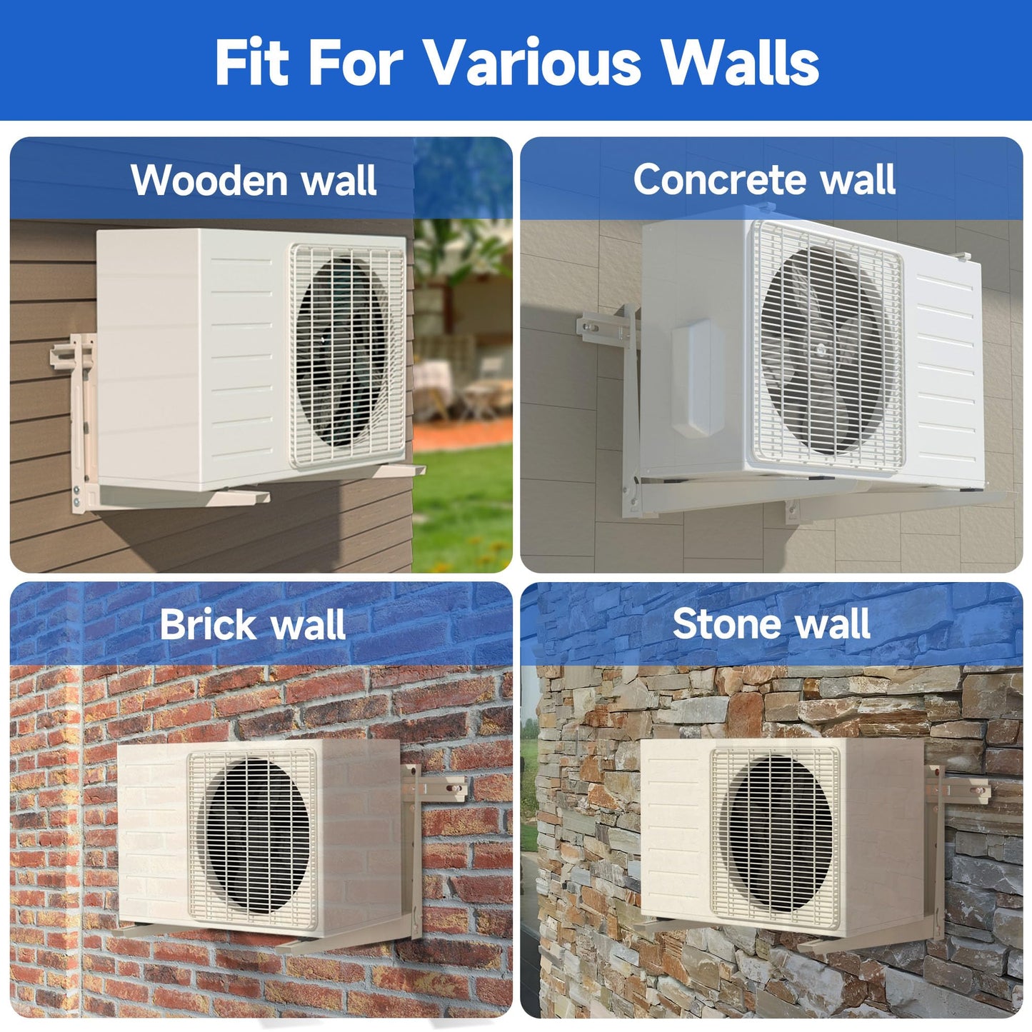 Mini Split Wall Mounting Bracket: Condenser Wall Mount Rack for 7000 9000 12000 18000 24000 30000 36000 BTU Mini Split Air Conditioner Units, Outside Split System Mount Condenser Bracket, Max 550 LBS