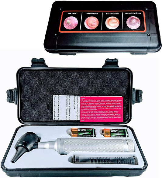 5th Gen Dr Mom Professional Otoscope - Full-Size with Our Largest Lens, Complete with Batteries and Hard Travel Case