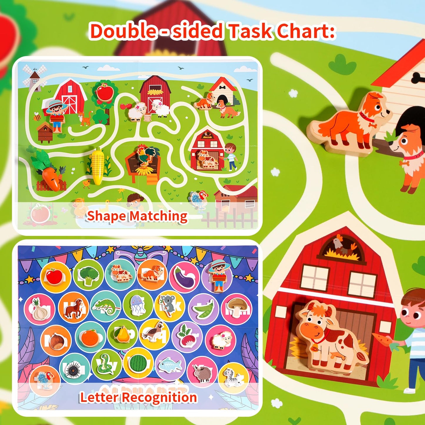 Toddlers Montessori Wooden Educational Toys for 2 3 4 Year Old | Birthday Gifts for Boys & Girls,Preschool Learning Toys for Speech Therapy & Fine Motor Skills Development