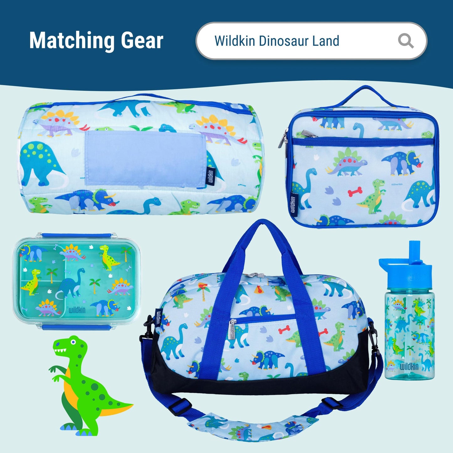 Wildkin 12-Inch Kids Backpack – Lightweight, Durable, Padded Straps – Ideal for Daycare, Preschool & Travel - Dinosaur Land