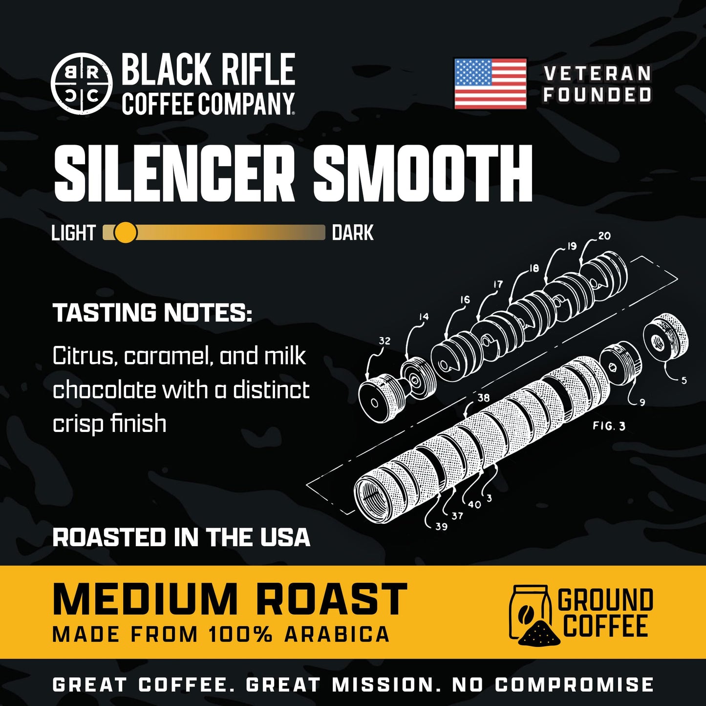 Black Rifle Coffee Company Light Roast K Cups - Single Serve K Cups Coffee Pods - Kcup Pods Compatible with all Keurig Machines Made from Pure Arabica Beans (Silencer Smooth, 6 Pack -72 Count)