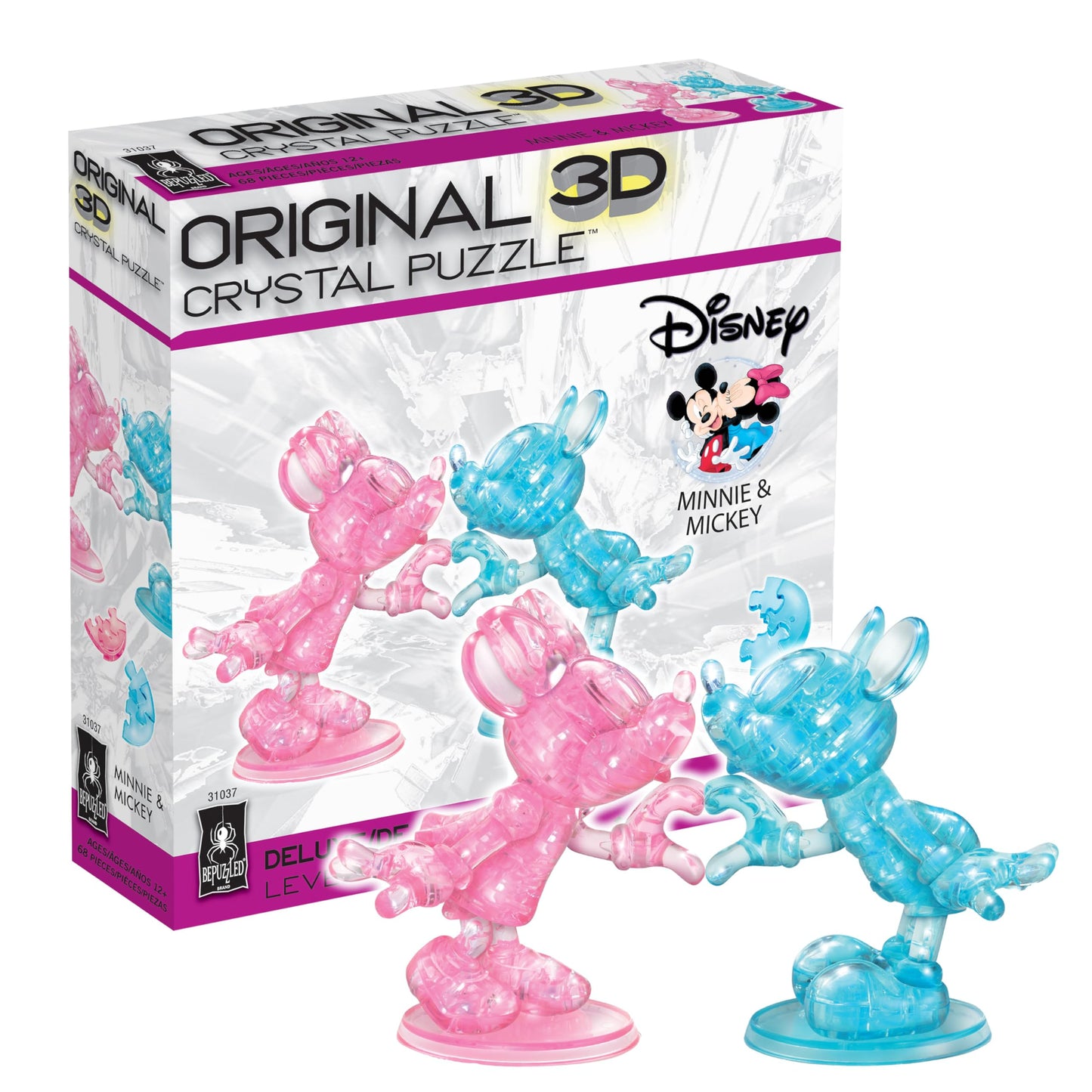 Bepuzzled 31037 Deluxe Disney 3D Crystal Puzzle - Minnie & Mickey Mouse Heart: 68 Pieces
