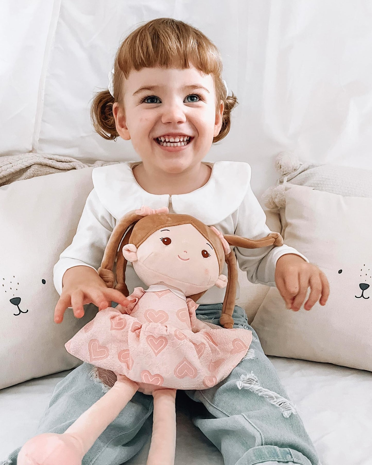 LeyaDoll Soft Baby Doll Toys (16''), My First Baby Rag Doll for 1 Year-Old Girl Birthday Gift, Leya Doll Christmas Plush Toys Gift for Toddler Kids Infants -Sweetheart Girl