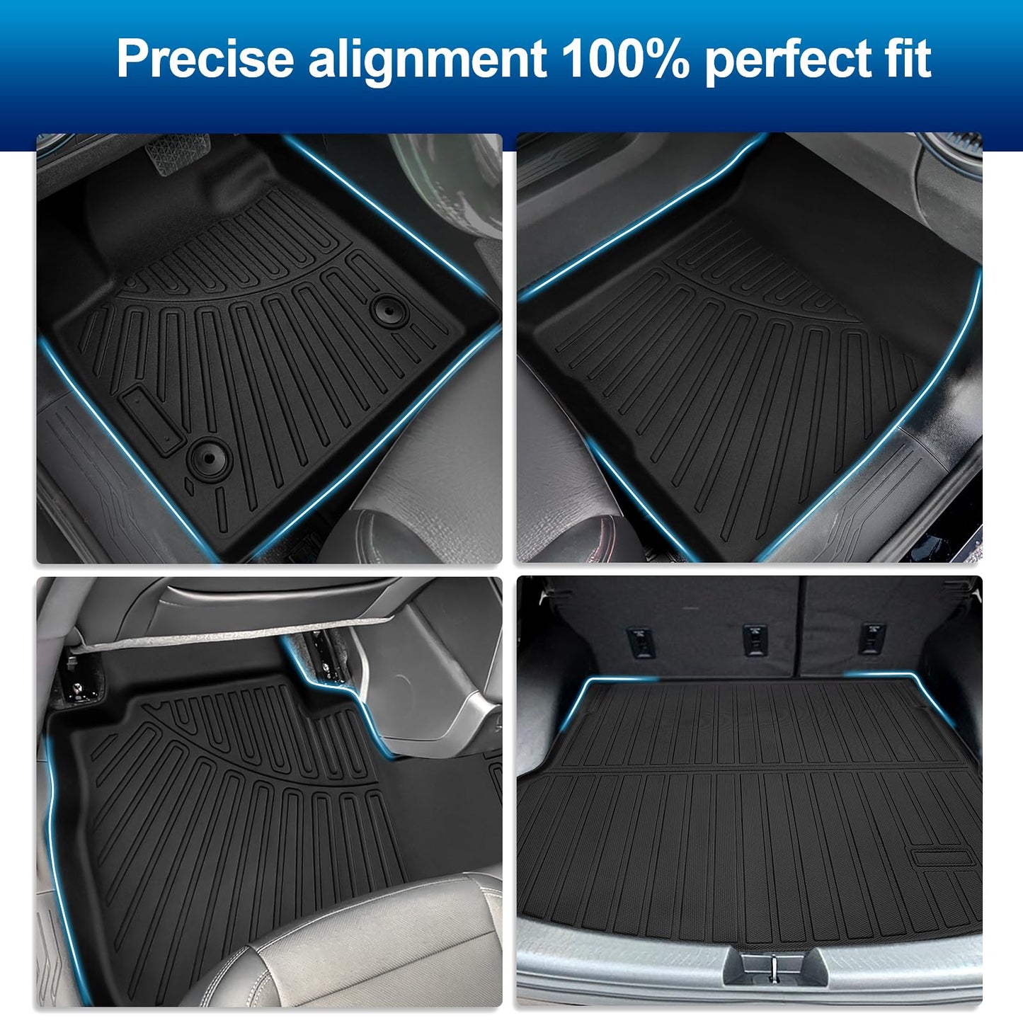 Peleus Floor Mats & Cargo Mat for 2024 2025 2026 Chevy Equinox EV (Non Fuel) - TPE All Weather Protection 2 Rows Car Floor Liners with Cargo Liner